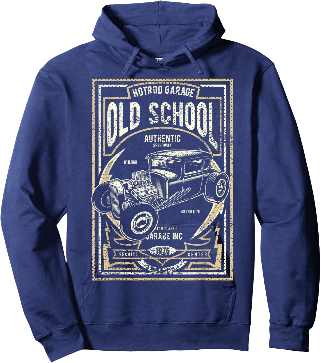 Old School Vintage Hot Rod Garage Men Classic Car Hoodie - Hoodie | Navy