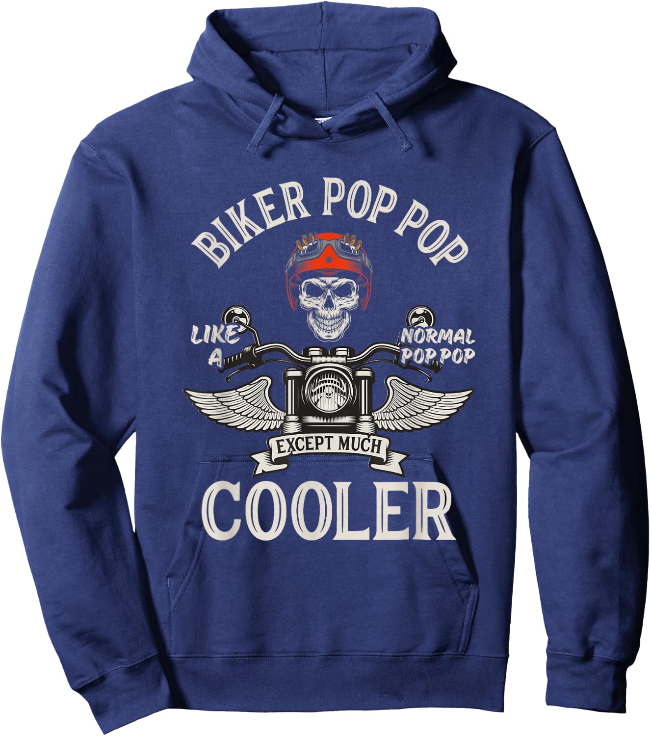 Grandparents Day Apparels Biker Pop Pop - Men's Black Motorcycle - Small - Classic Fit - Short Sleeve - - Lace Embellishment Hoodie - Hoodie | Navy