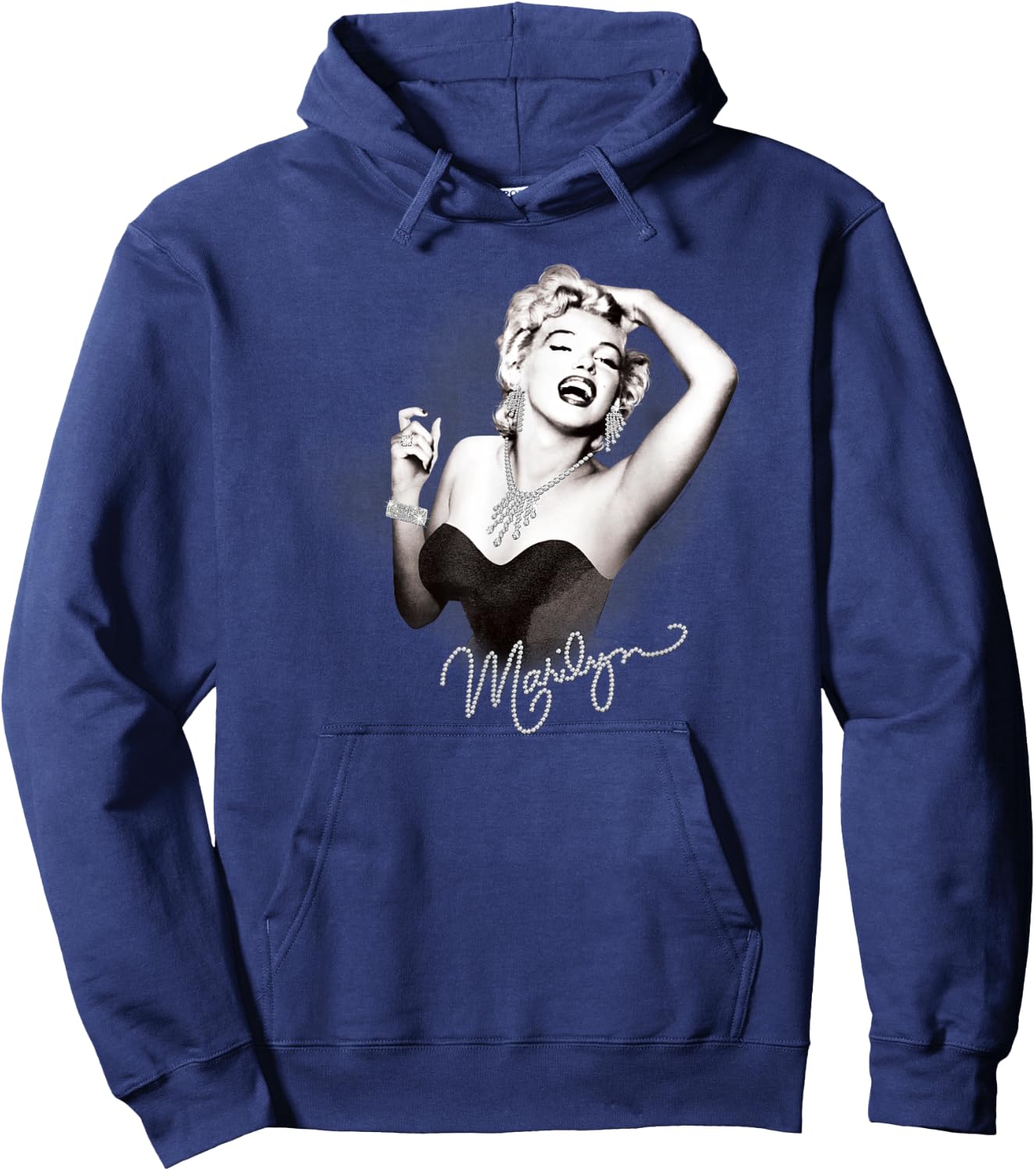 Marilyn Monroe Glam Marilyn Black Graphic , Women's Classic Fit, Small Hoodie - Hoodie | Navy