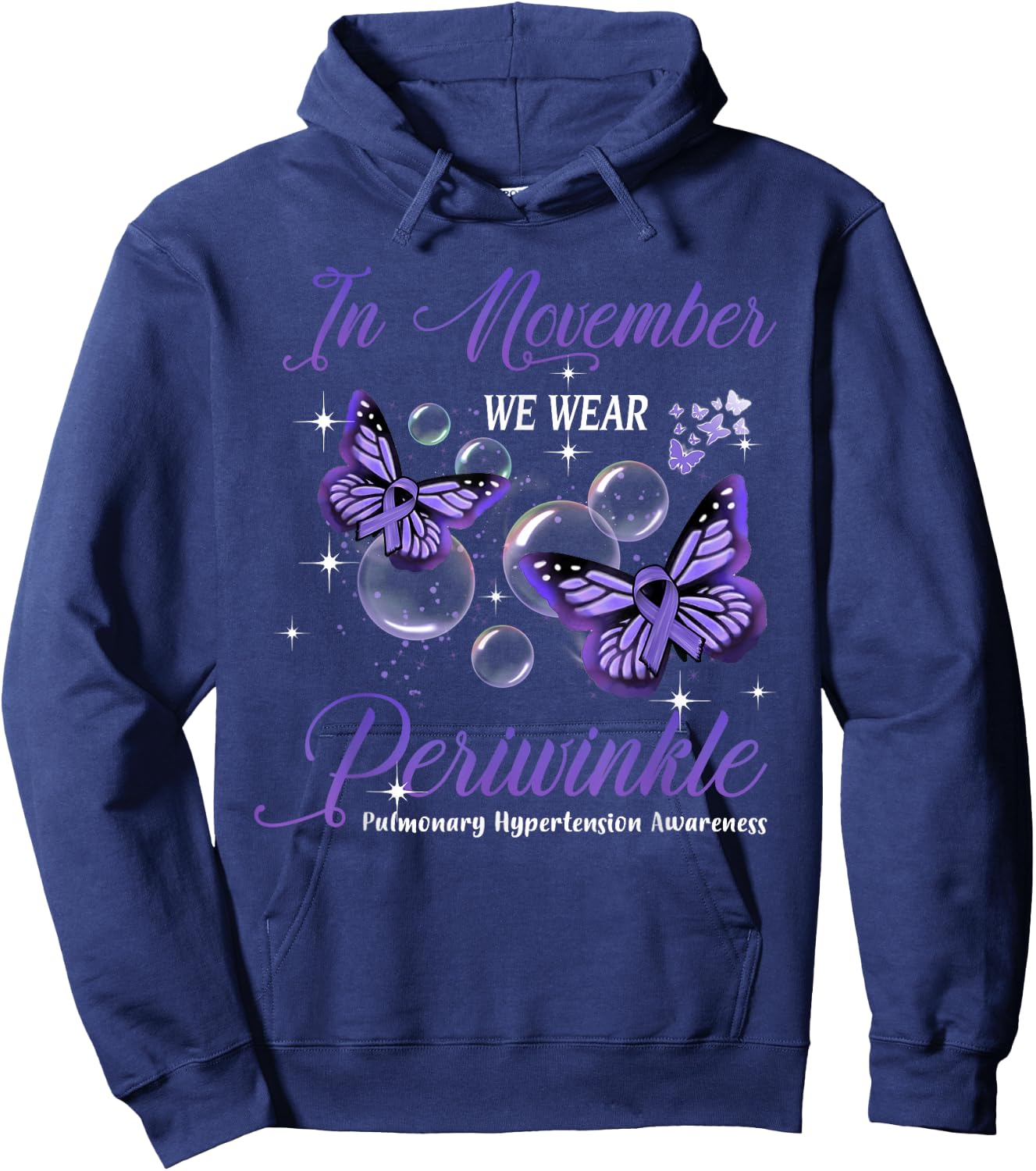 In November We Wear Periwinkle Pulmonary Hypertension Hoodie - Hoodie | Navy