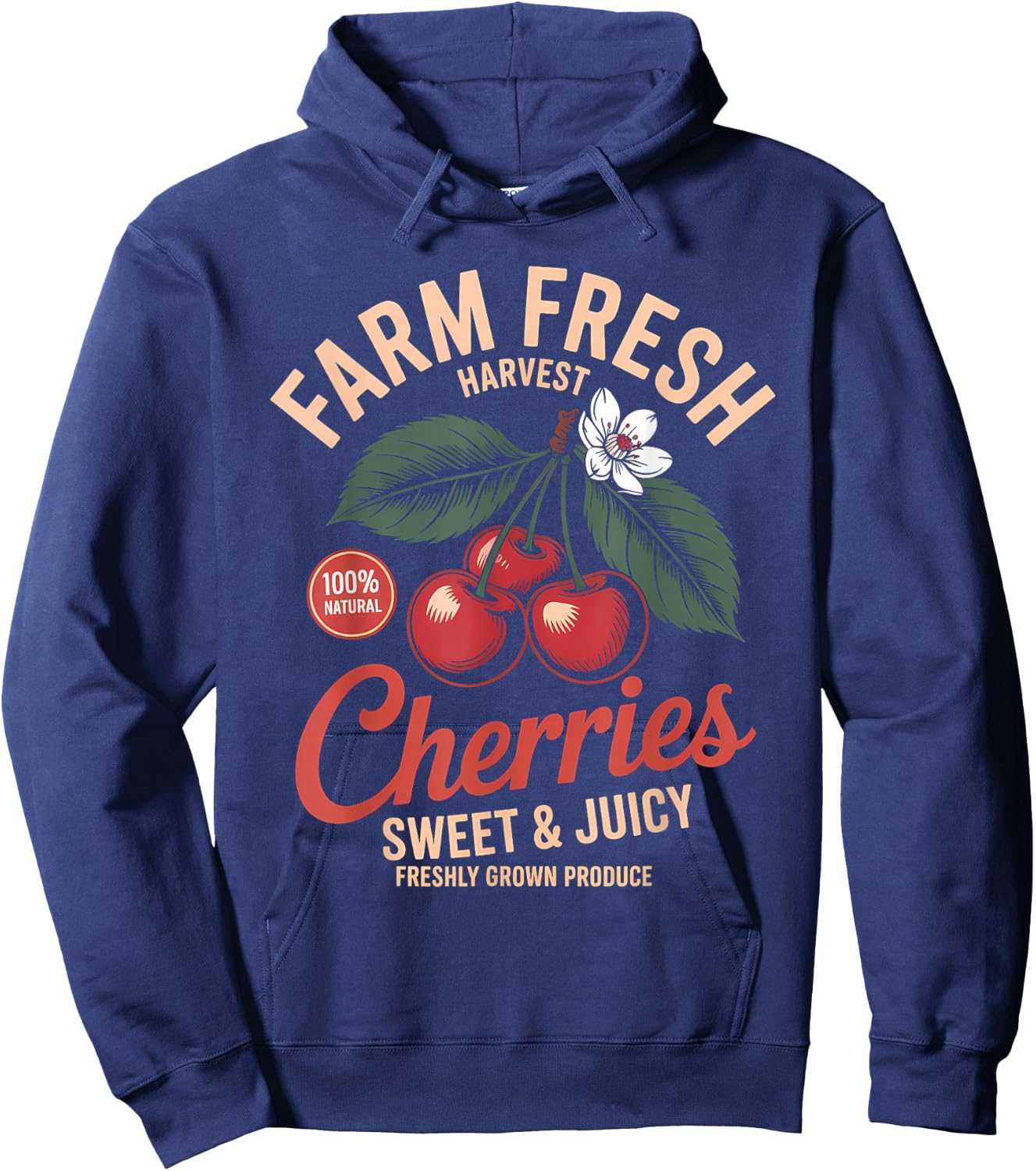 Farm Fresh Organic Cherries Farmer's Market Homegrown Hoodie - Hoodie | Navy