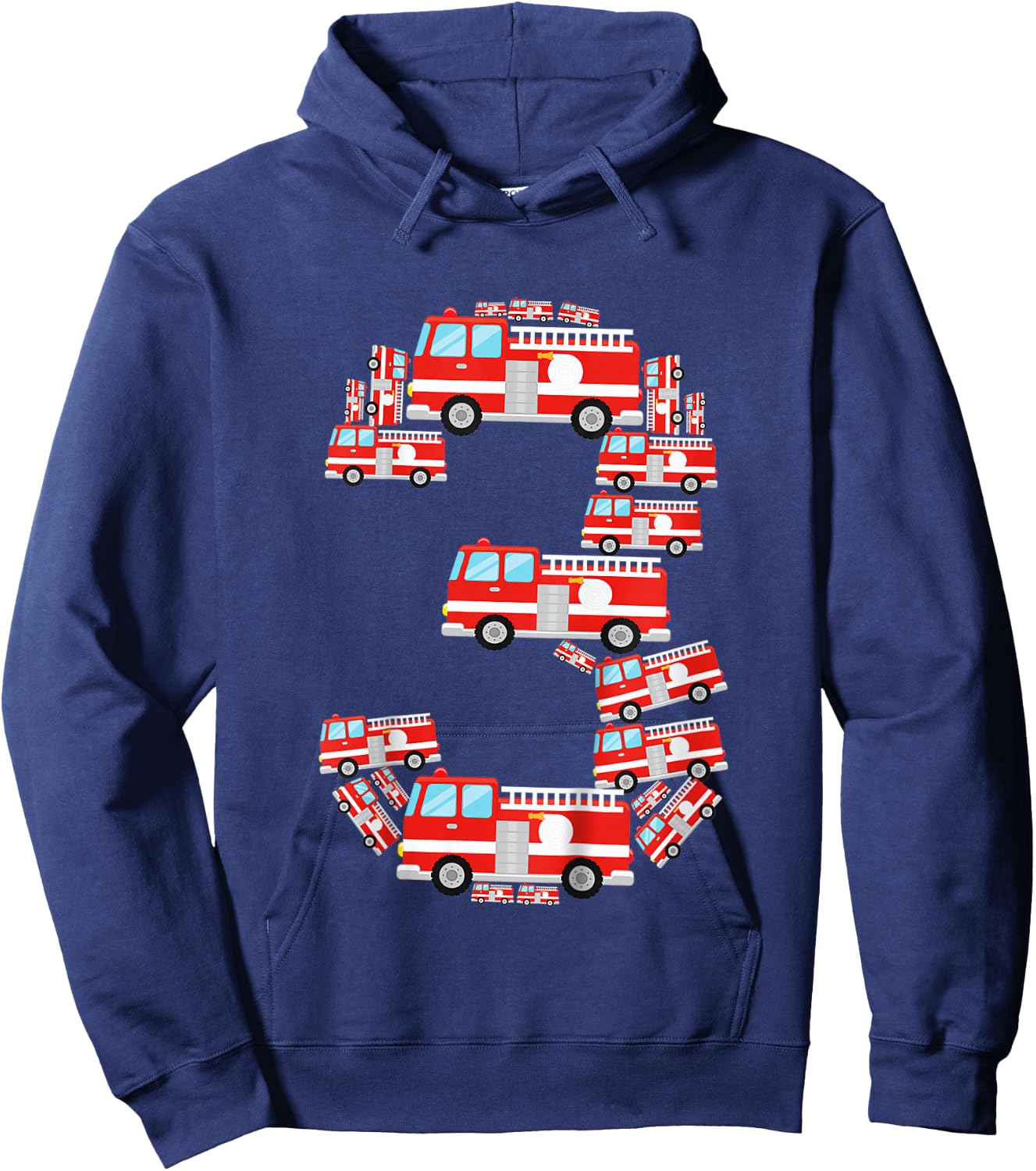 Fire Truck 3rd Birthday Boy 3 Year Old Toddler Firefighter Hoodie - Hoodie | Navy