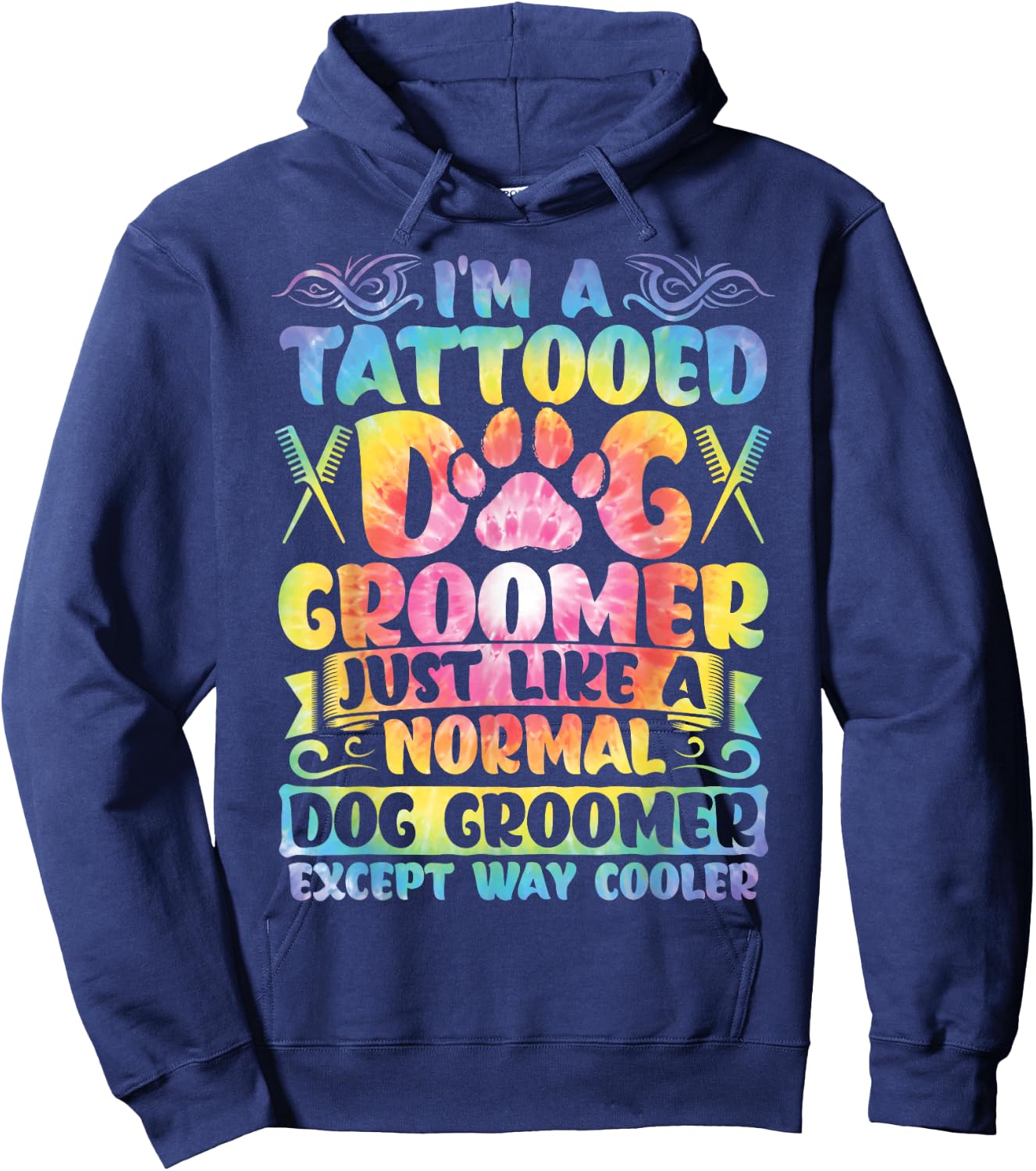 Dog Groomer Tattooed Dog Grooming Hoodie - Hoodie | Navy