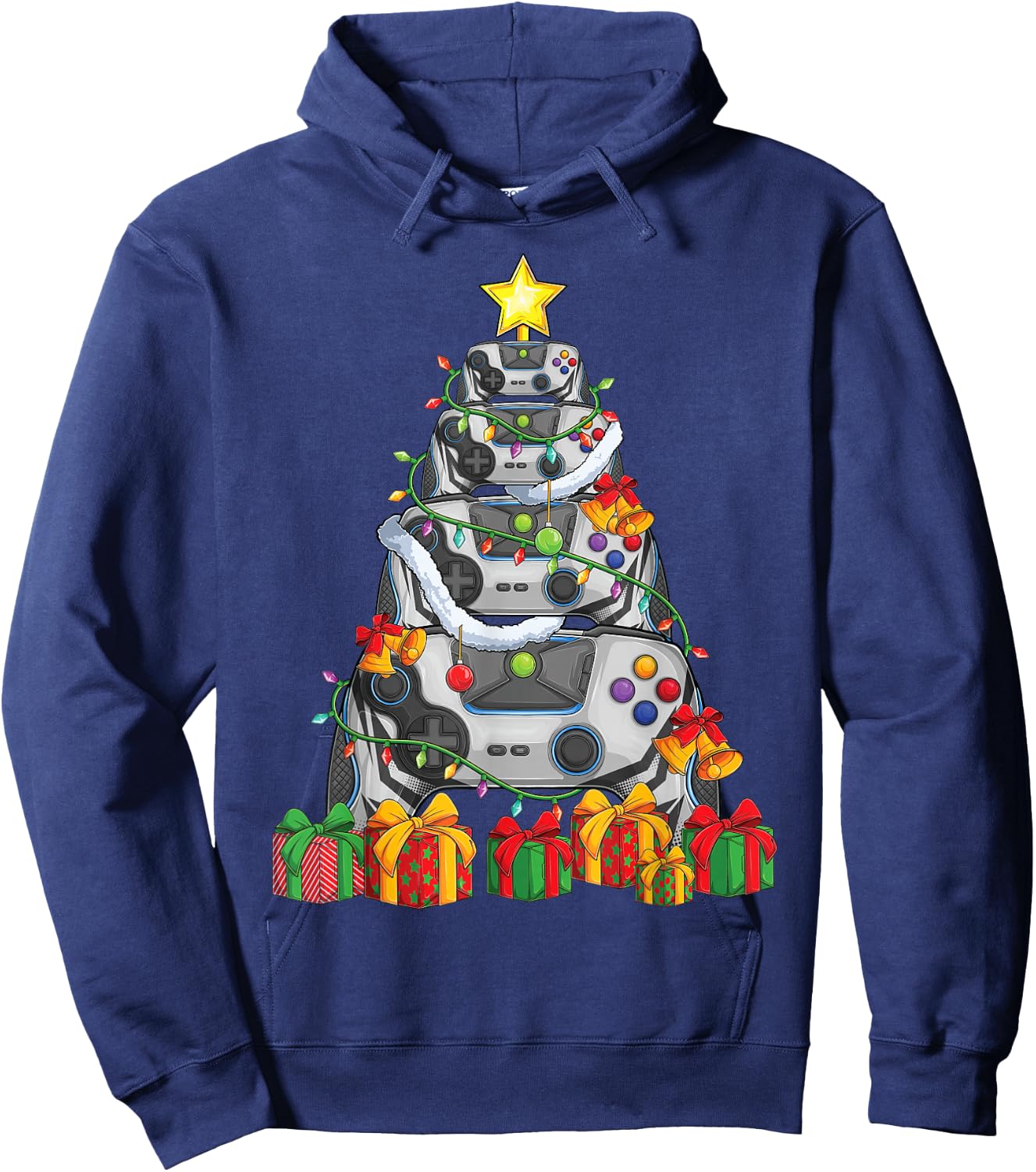 Gamer christmas tree pajamas kids boys men video games xmas Hoodie - Hoodie | Navy