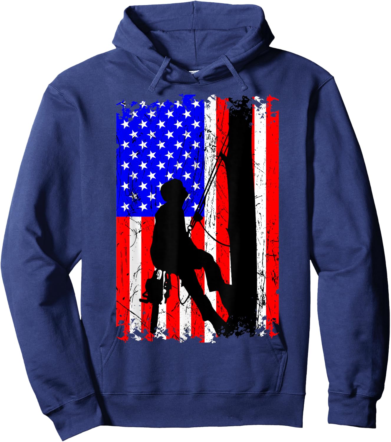 Arborist Arboriculturist Tree Surgeon Chainsaw US Flag Hoodie - Hoodie | Navy