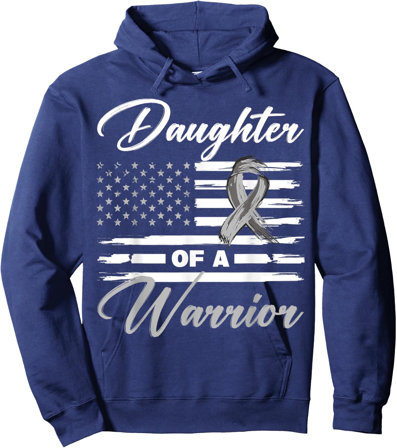 Daughter Of A Warrior USA Flag Glioblastoma Cancer Awareness Hoodie - Hoodie | Navy
