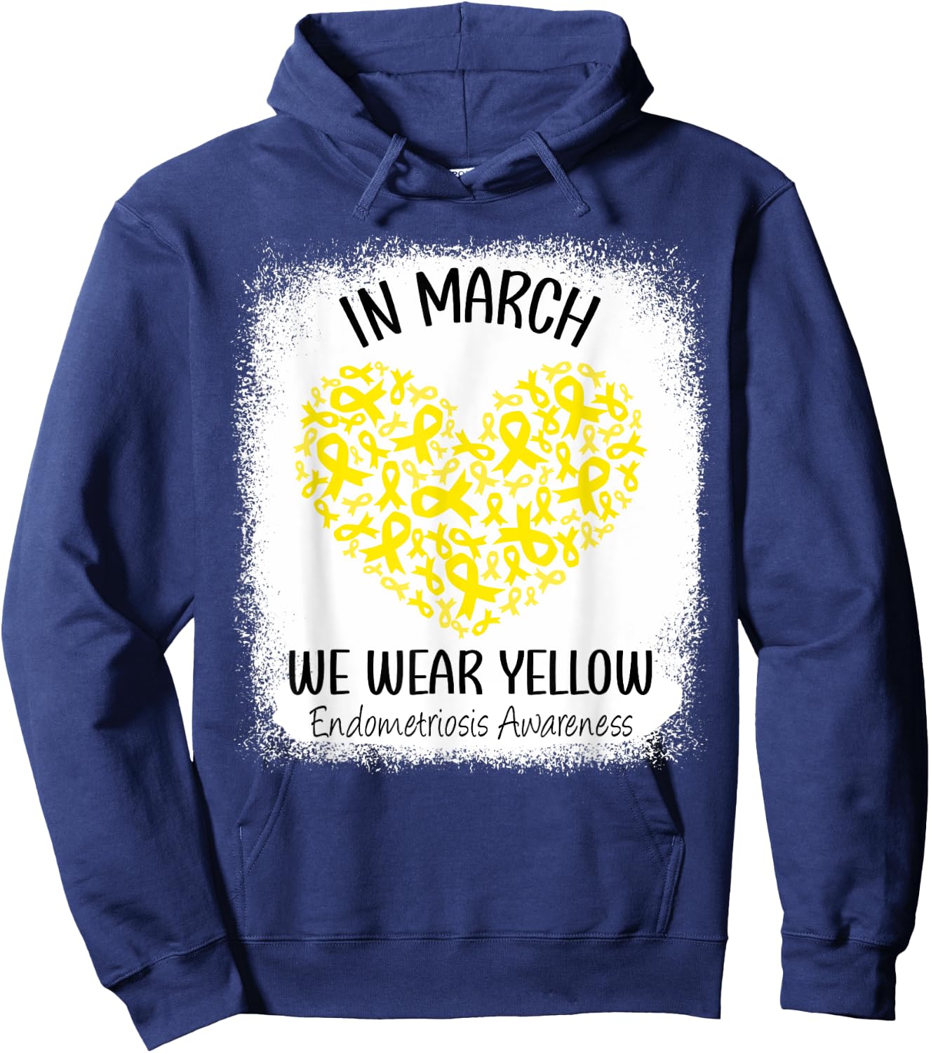 Heart In March We Wear Yellow Endometriosis Awareness Hoodie - Hoodie | Navy