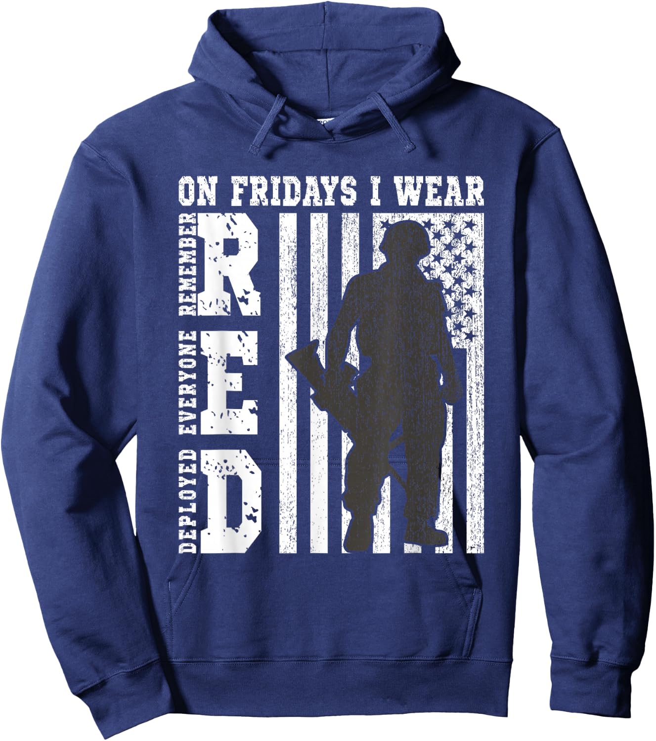 On Fridays I Wear Red USA Support American Troops Hoodie - Hoodie | Navy