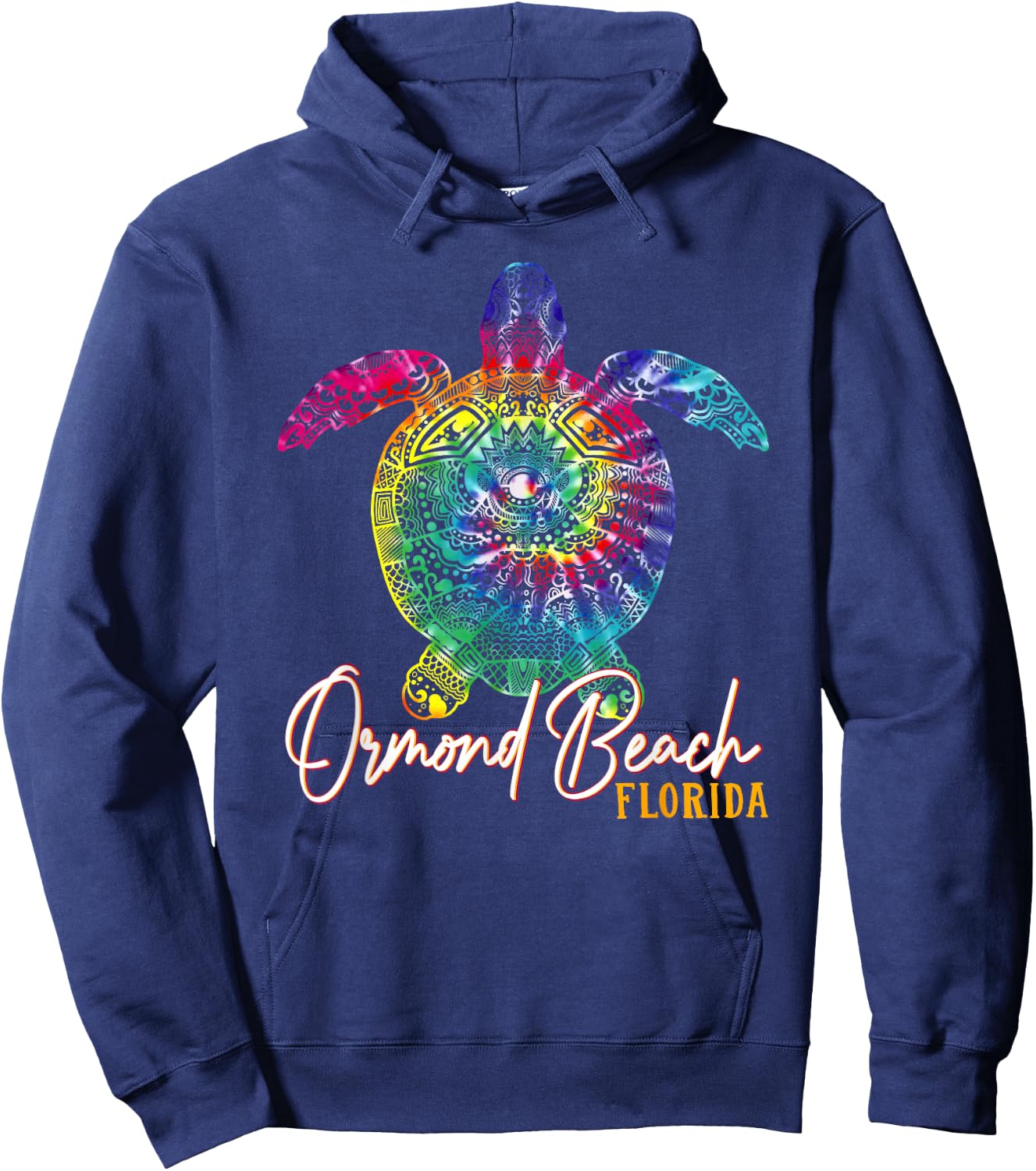 Ormond Beach Tie Dye Sea Turtle Matching Family Vacation Hoodie - Hoodie | Navy