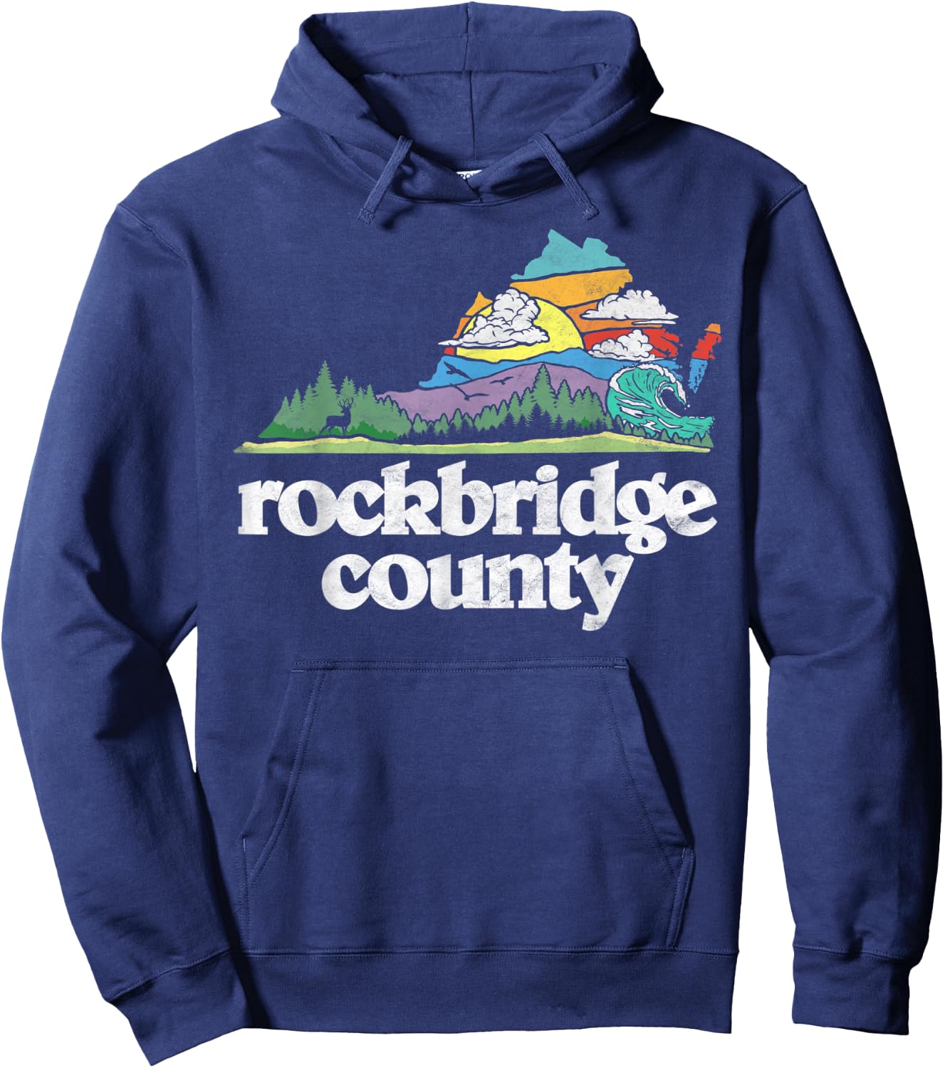 Rockbridge County Virginia Outdoors & Nature Lover Retro Hoodie - Hoodie | Navy