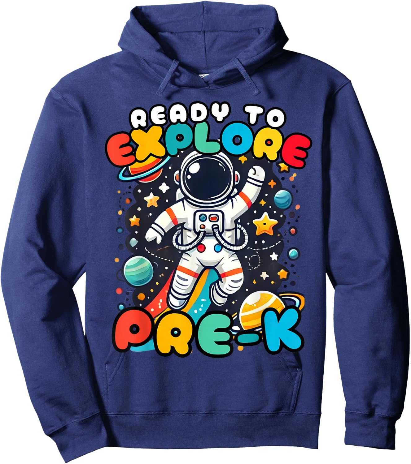 Ready to Explore Pre-K Astronaut First Day School Boys Kids Hoodie - Hoodie | Navy