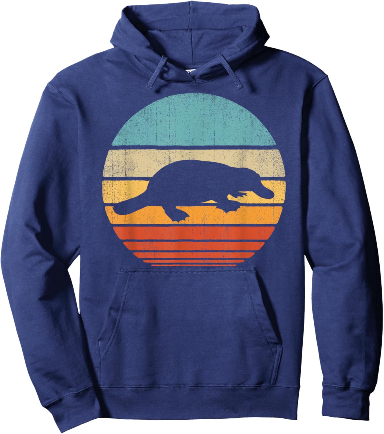 Platypus Retro Vintage 60s 70s Sunset Mammal Animal Lovers Hoodie - Hoodie | Navy