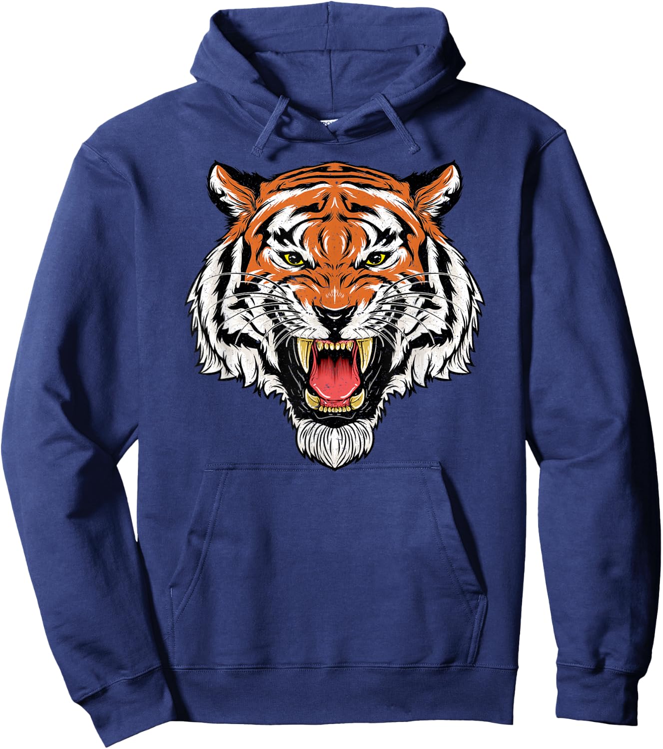 Growling Bengal Tiger Face – Retro Vintage Wild Cat Hoodie - Hoodie | Navy