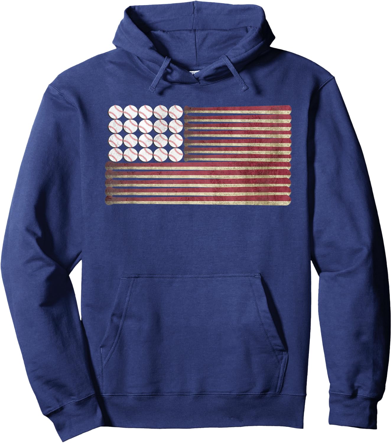Baseball Design Sports Matching USA Flag America Hoodie - Hoodie | Navy