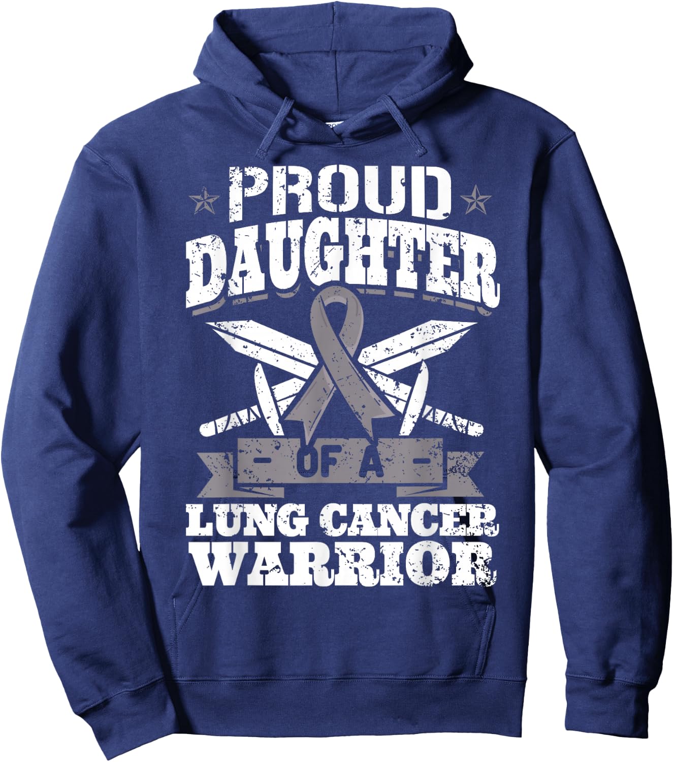Proud Daughter Of A Lung Cancer Warrior Carcinoma Awareness Hoodie - Hoodie | Navy