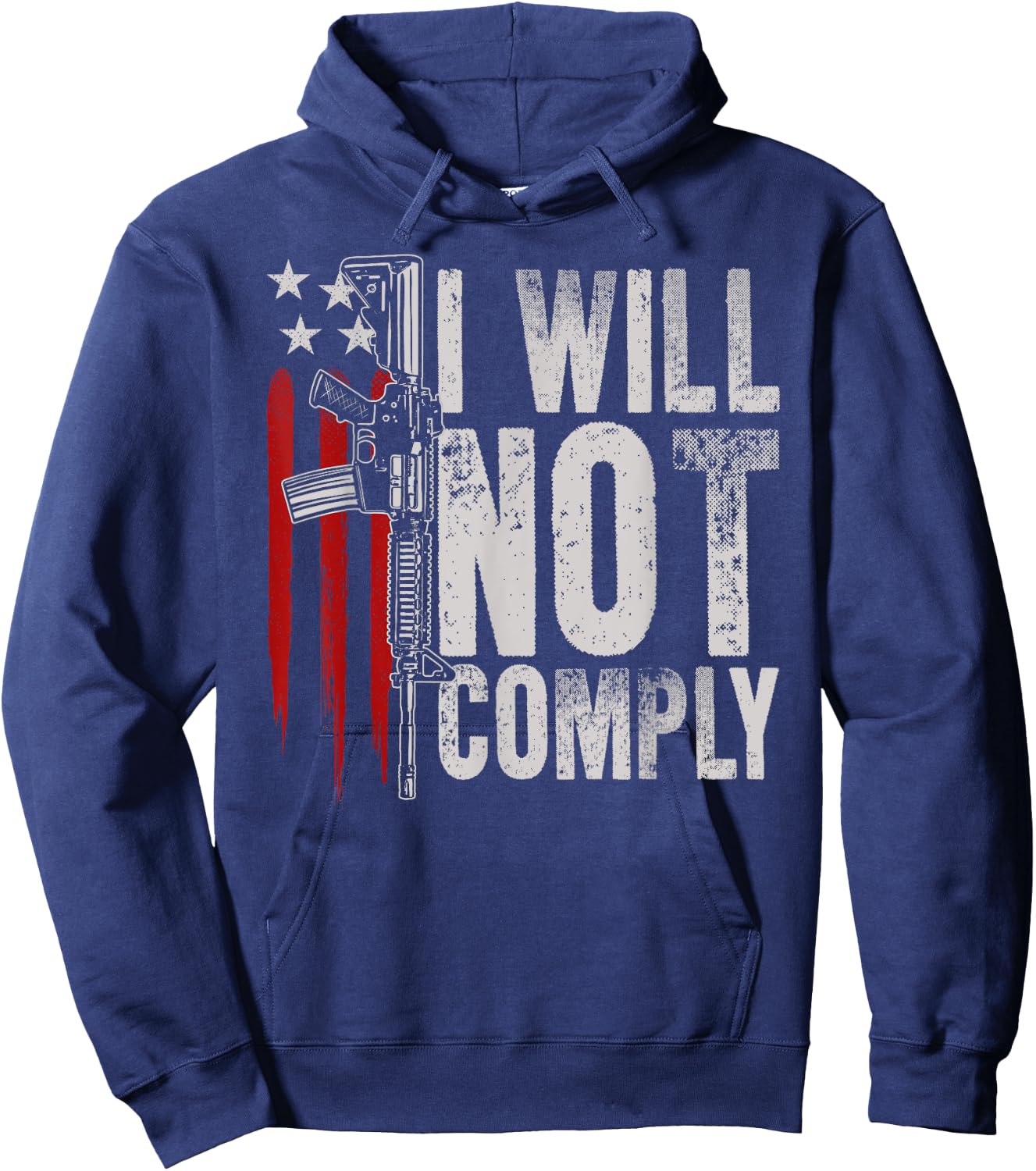 AR-15 Gun American Flag Gun Rights I Will Not Comply Women Men Hoodie - Hoodie | Navy