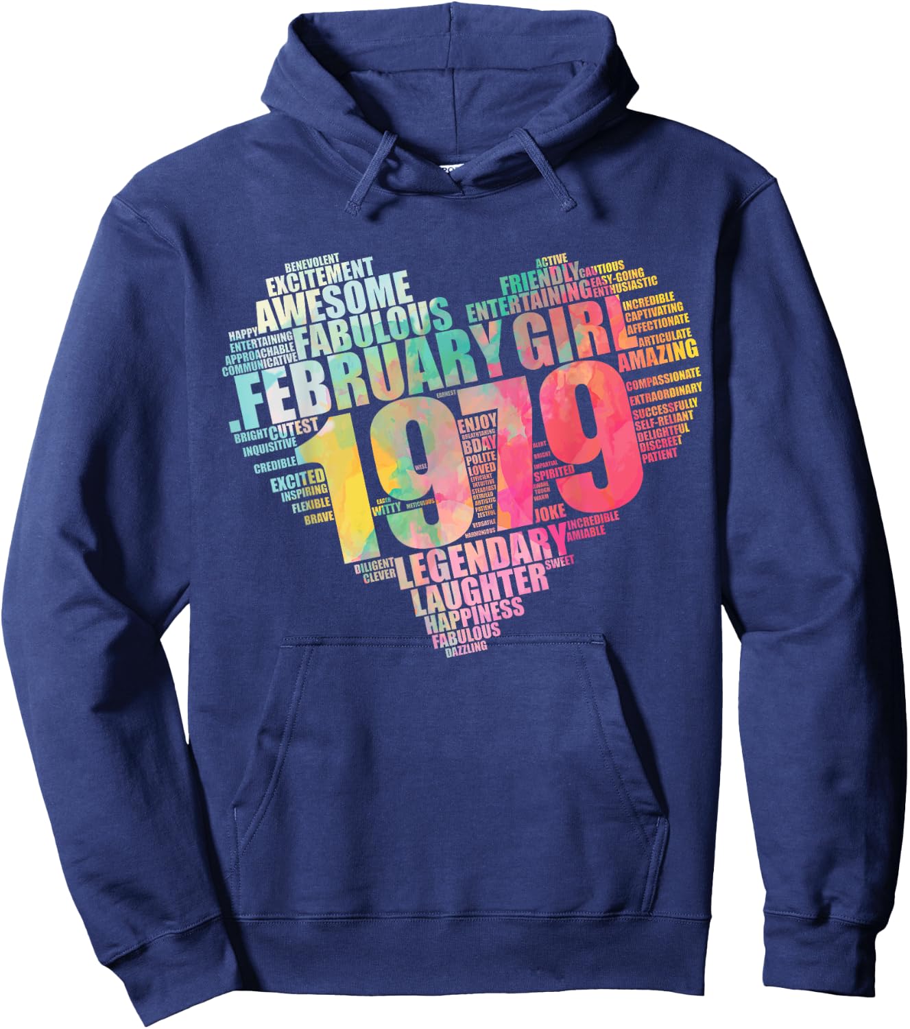 FEBRUARY GIRL 1979 Awesome Fabulous 45 Heart 45th Birthday Hoodie - Hoodie | Navy