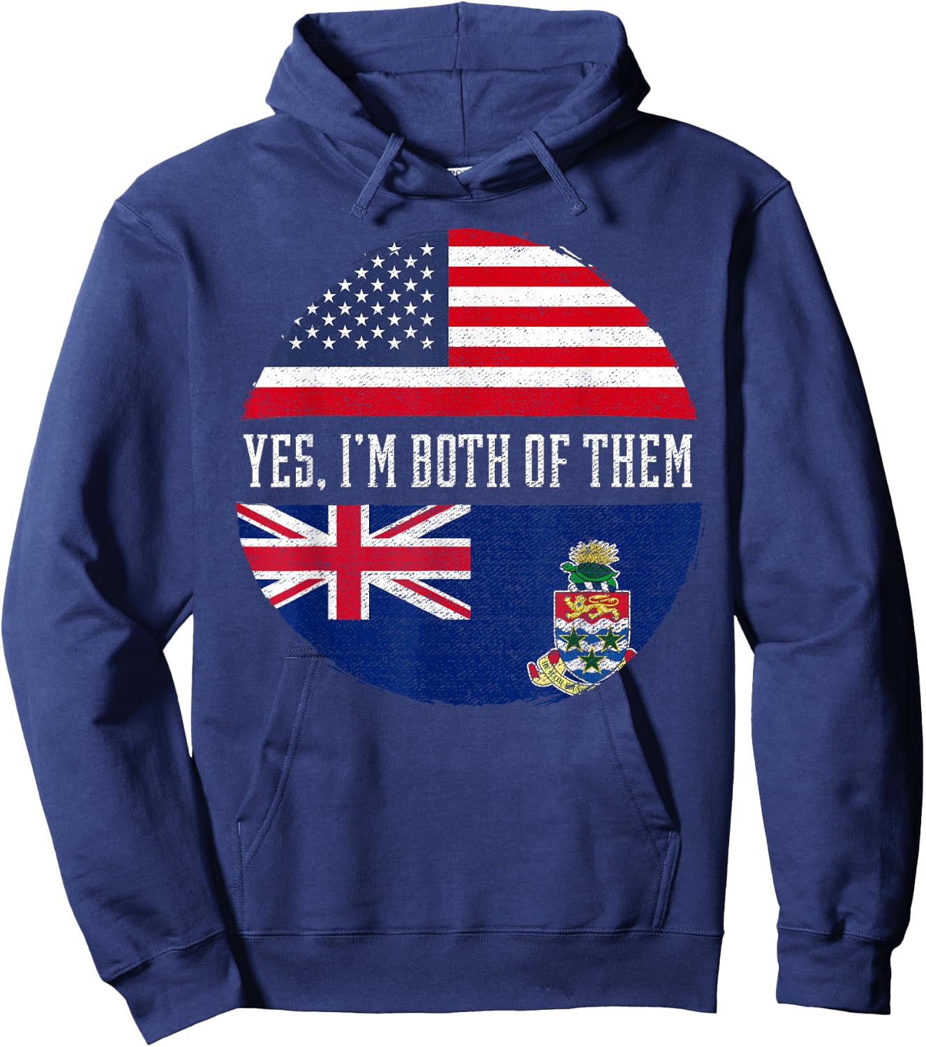 Half American Half Caymanian USA Flag Cayman Islands Hoodie - Hoodie | Navy