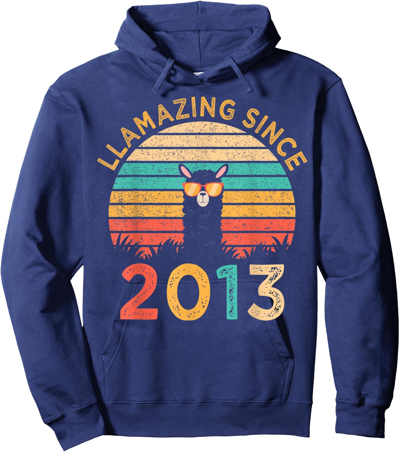 LLamazing Since 2013 Llama Wearing Sunglasses Funny Birthday Hoodie - Hoodie | Navy
