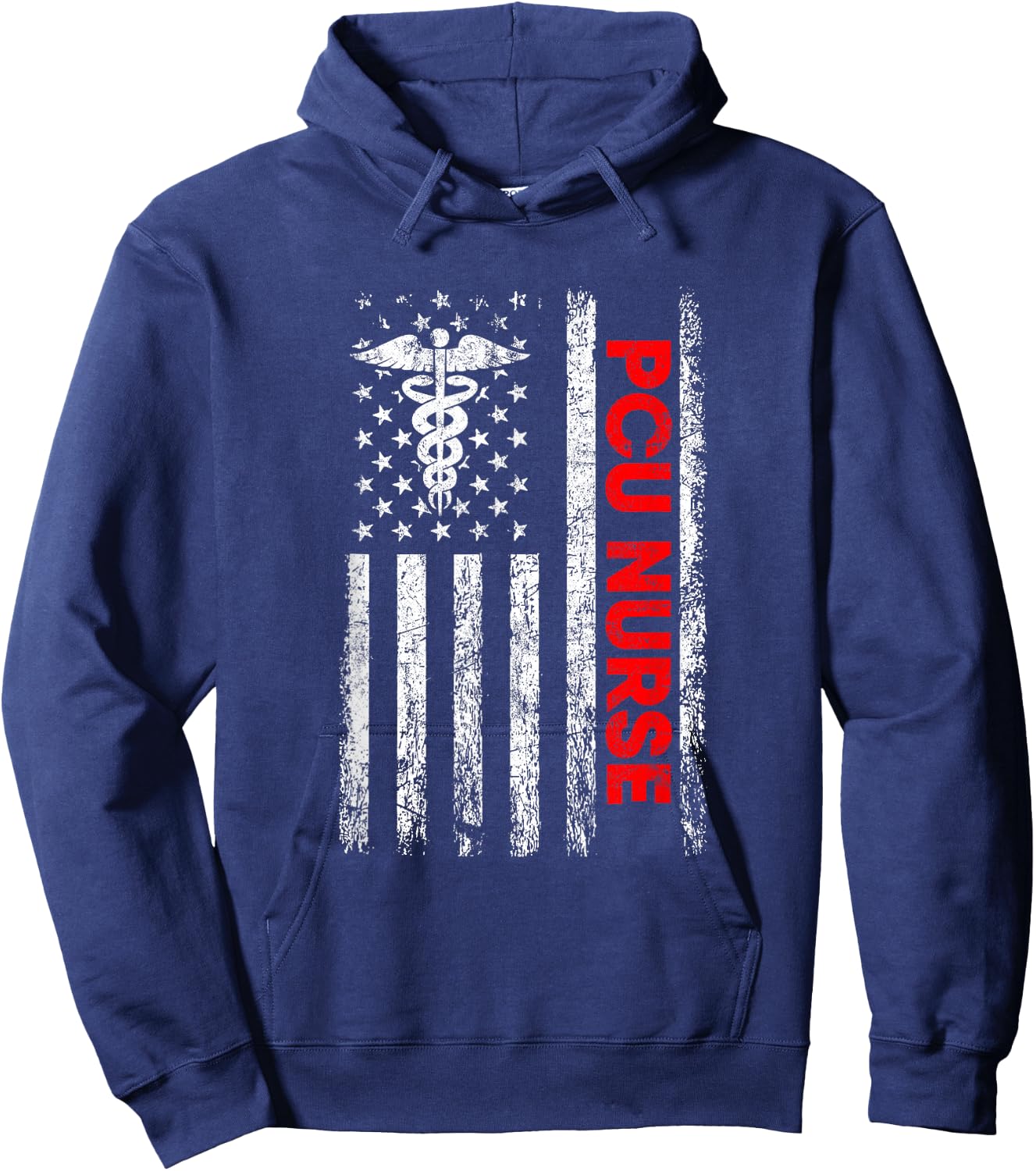 Pcu Nurse American Flag, Pcu Nurse Hoodie - Hoodie | Navy