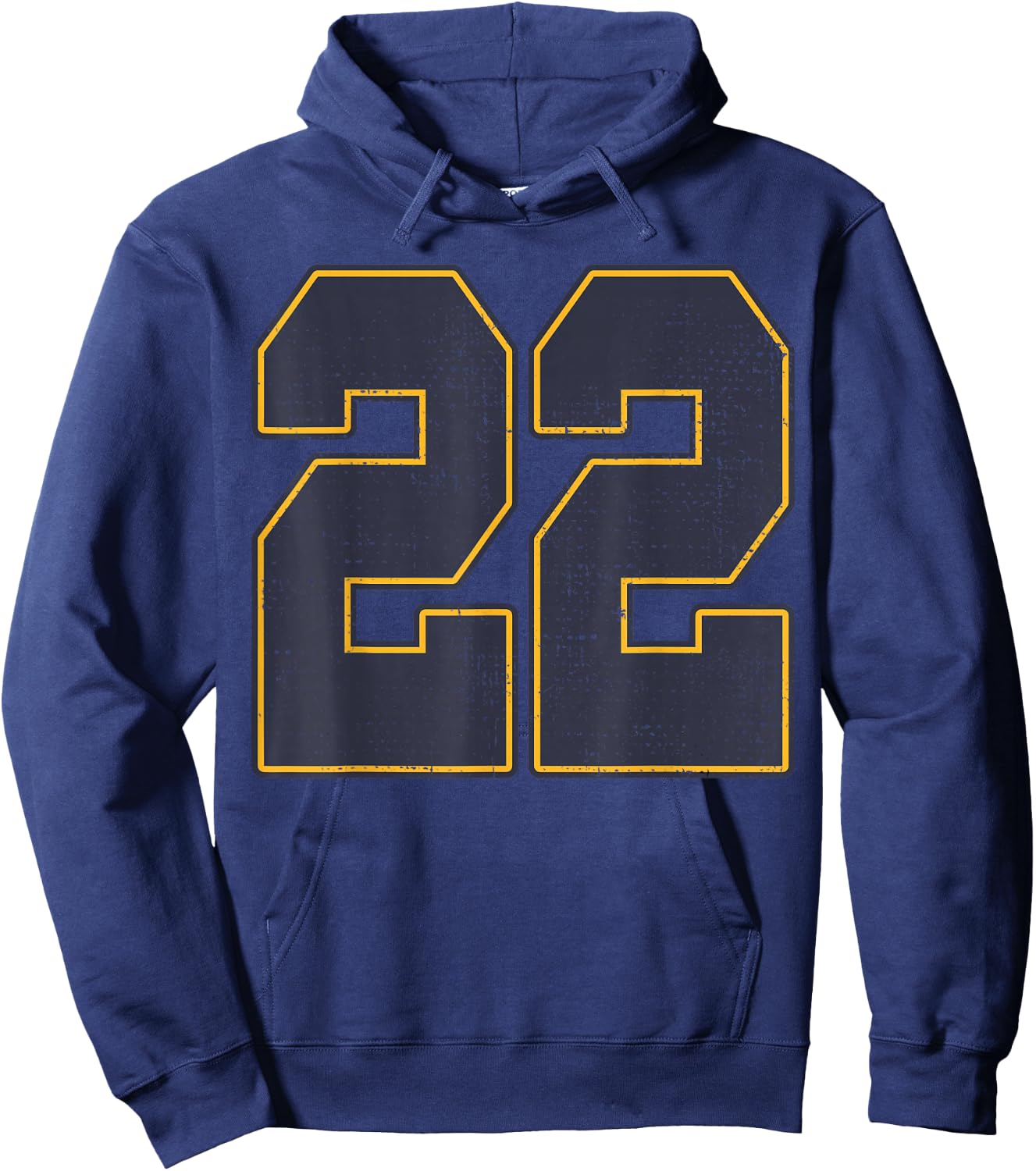 #22 Outline Number 22 Fan Varsity Sports Team Red Jersey Hoodie - Hoodie | Navy