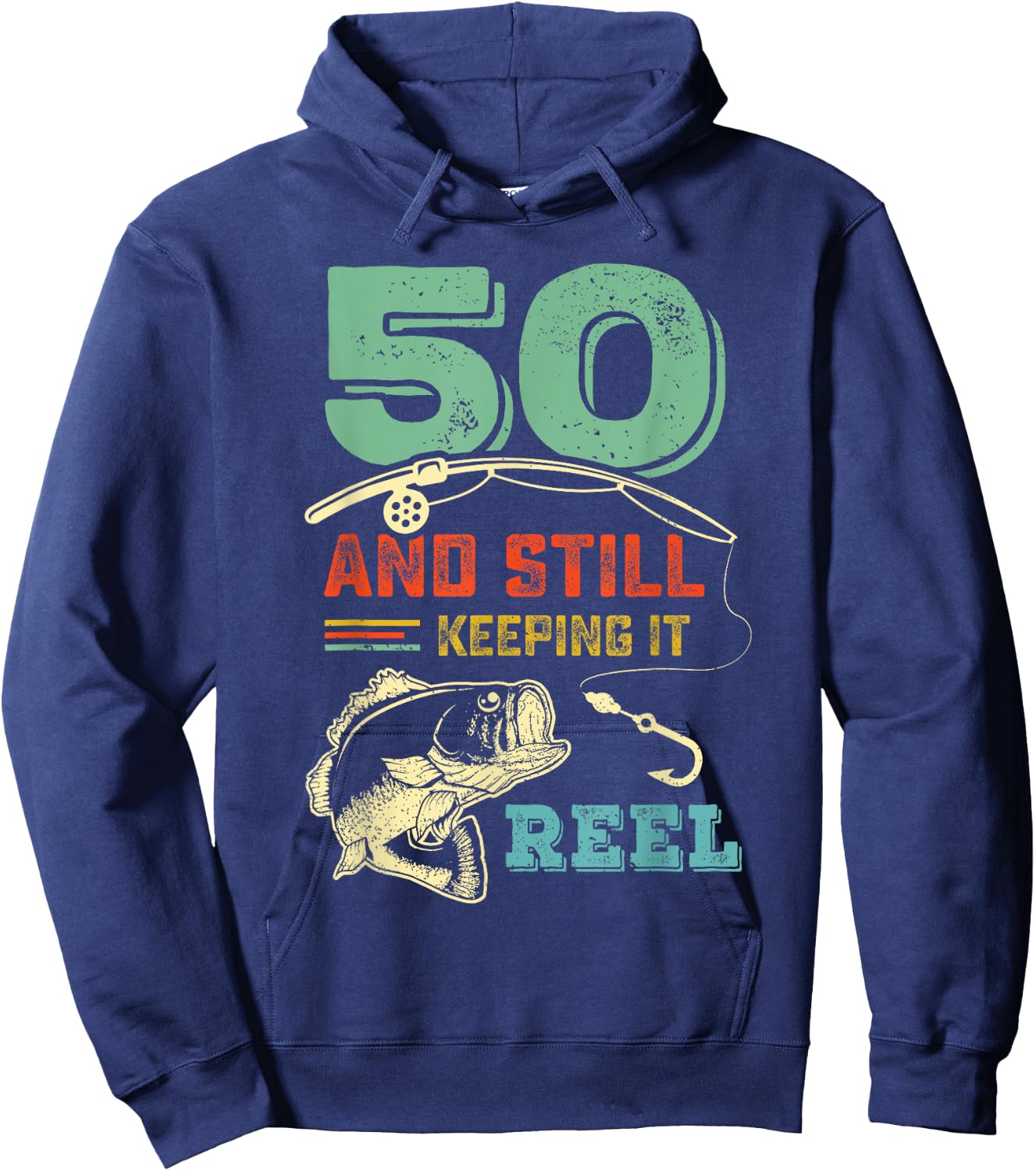 50th Birthday Fishing | Turning 50 | Fisherman Pun Gift Hoodie - Hoodie | Navy