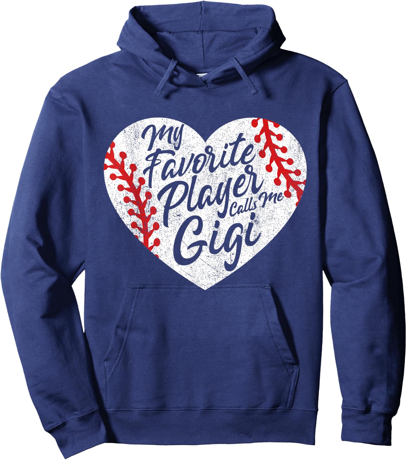 My Favorite Player Calls Me Gigi Baseball Heart Cute Grandma Hoodie - Hoodie | Navy