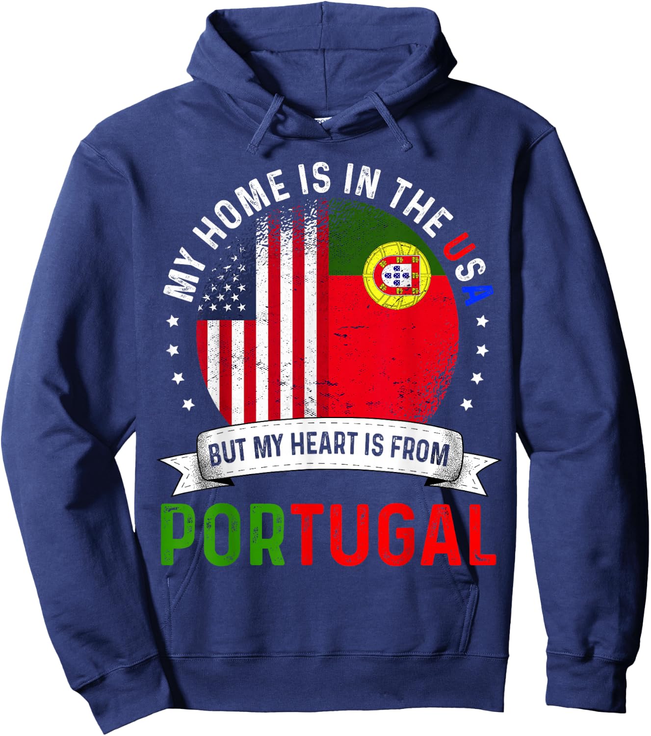 Portuguese American Patriot Heart is from Portugal Flag Hoodie - Hoodie | Navy