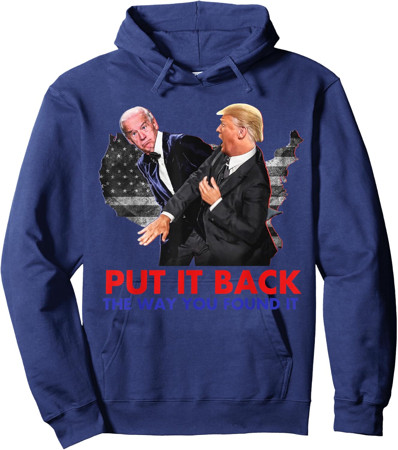 Put It Back The Way You Found It Funny Biden & Trump Vintage Hoodie - Hoodie | Navy