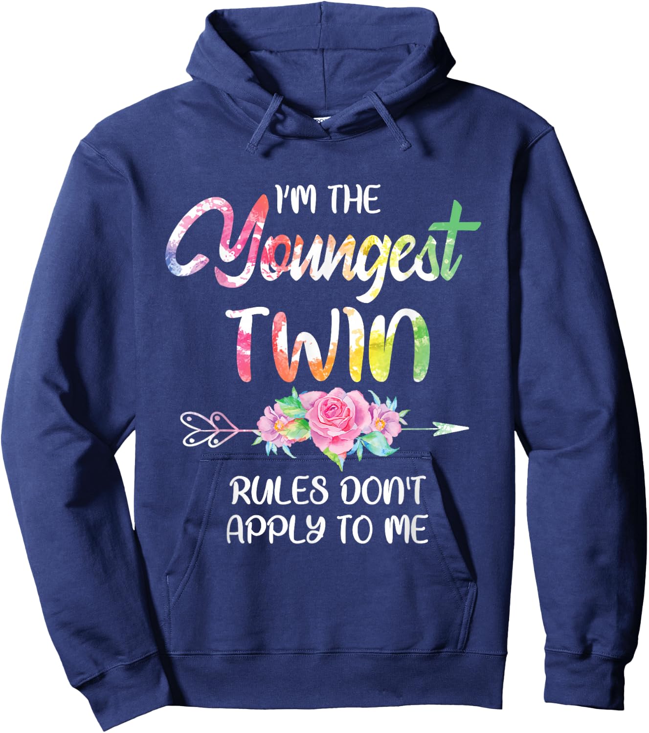 Youngest Twin Shirt Sibling Birthday Funny Twins Matching Hoodie - Hoodie | Navy