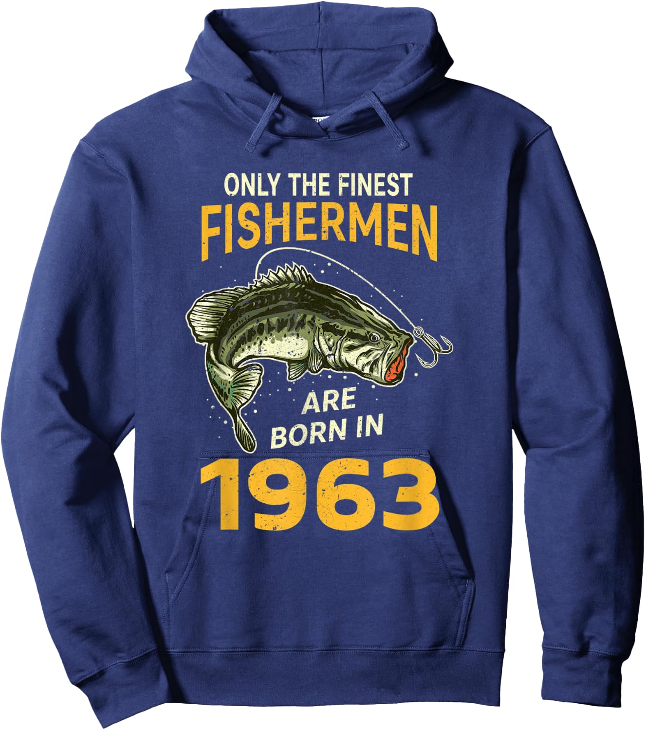 Finest Fisherman Born In 1963 Vintage Funny Fishing Birthday Hoodie - Hoodie | Navy