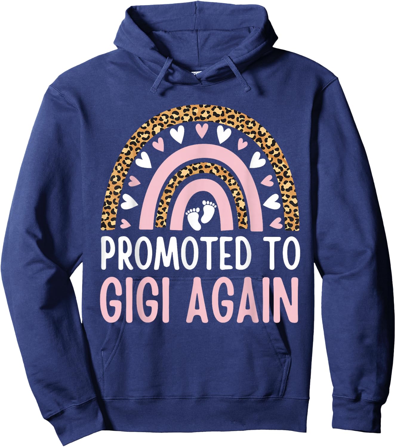Promoted to Gigi Again Rainbow Leopard Grandma Second Time Hoodie - Hoodie | Navy