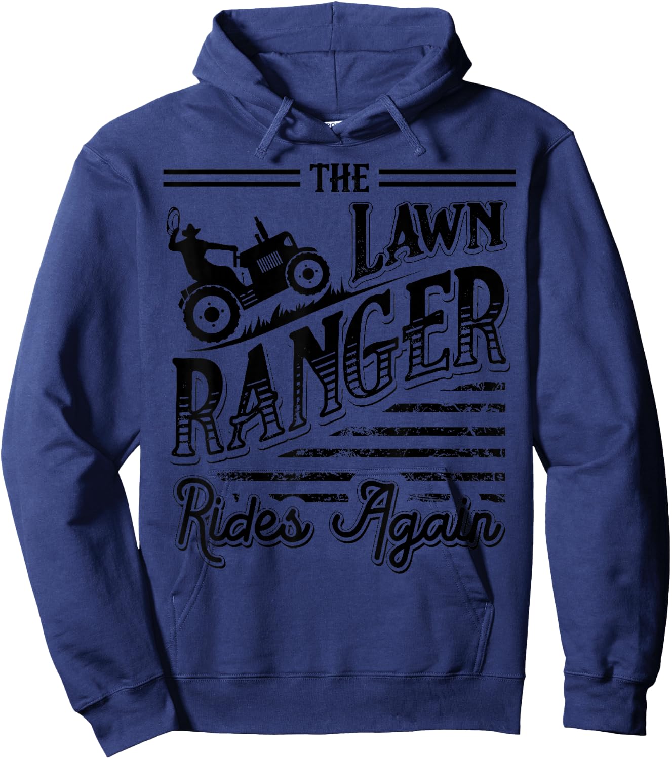Funny Toddler Lawn Mower Gift Tractor Mowing Men Gardening Hoodie - Hoodie | Navy
