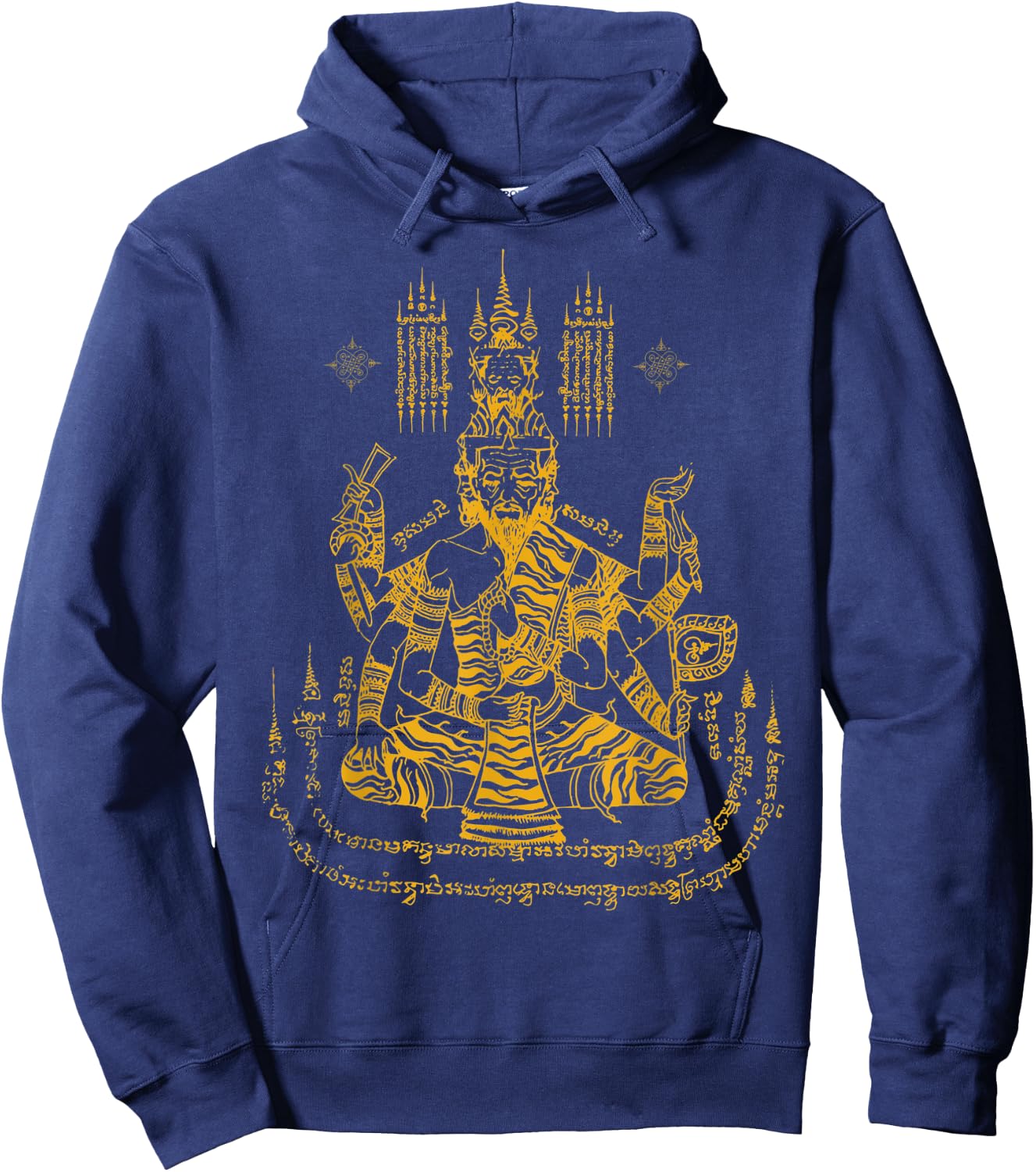 Sawadee Thai Traditional Sak Yant Thai Twin Tigers Muay Thai Hoodie - Hoodie | Navy