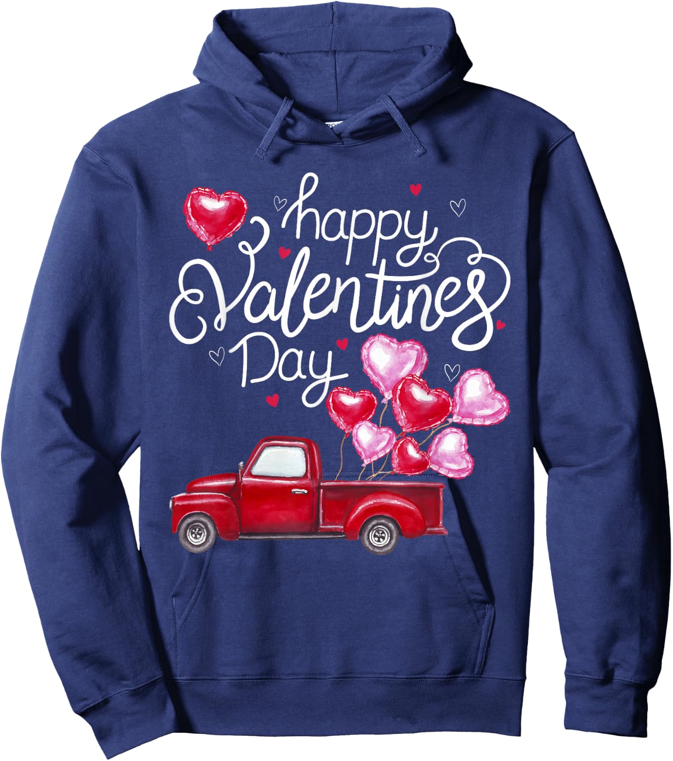 Red Truck With Hearts Happy Valentine's Day Gifts Hoodie - Hoodie | Navy
