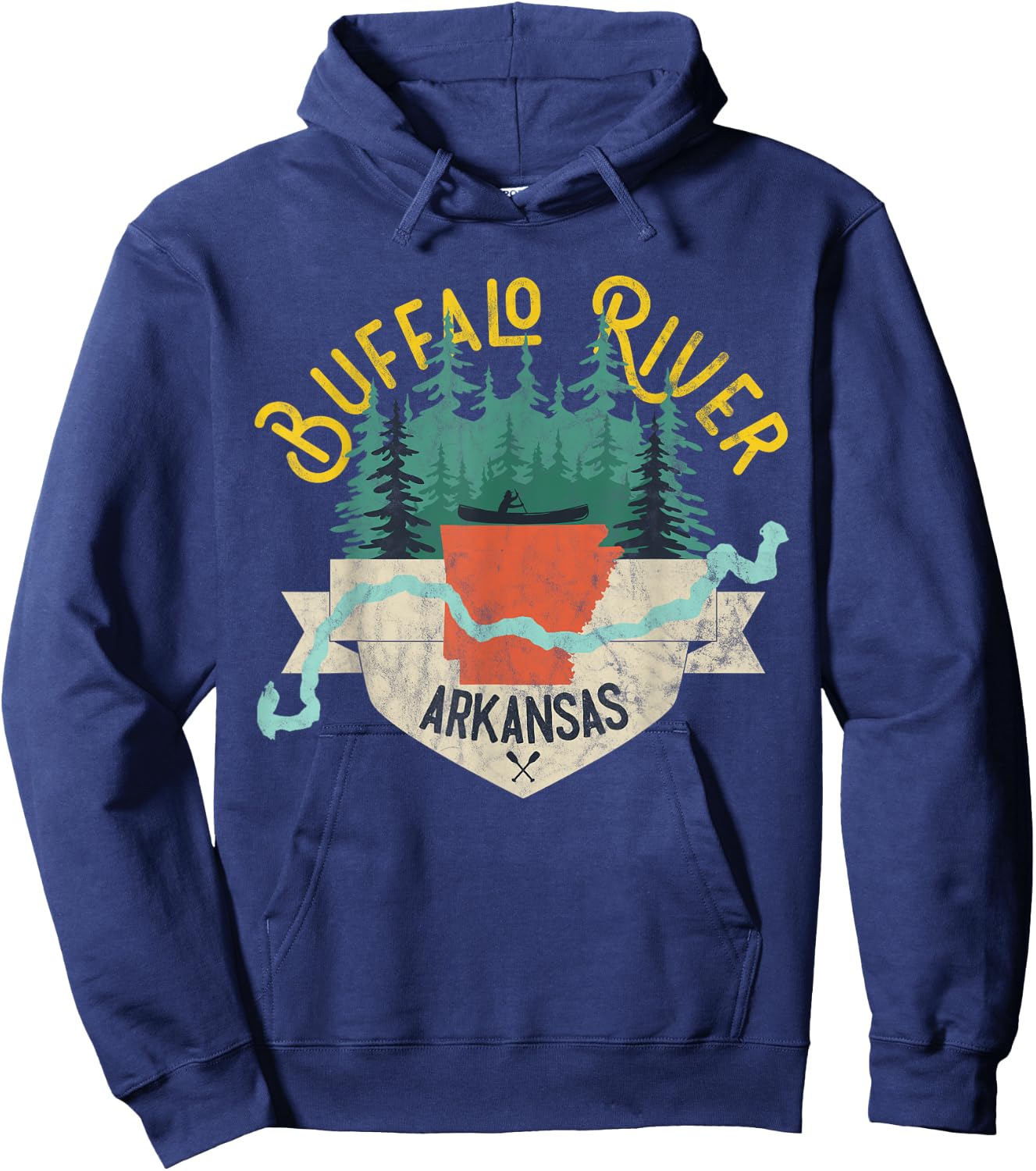 Buffalo River Arkansas National Park River Floating Kayak Hoodie - Hoodie | Navy