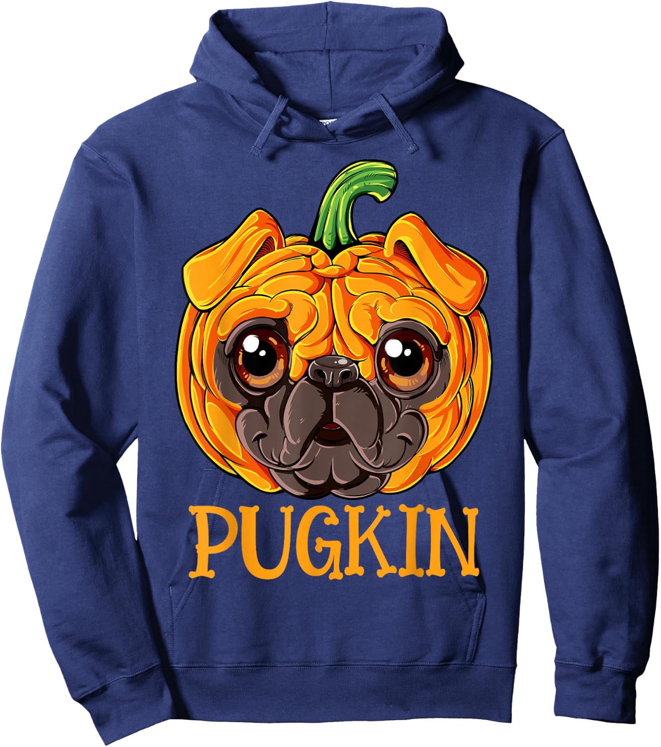 Pugkin Pug Pumpkin Halloween Thanksgiving Men Women Dog Hoodie - Hoodie | Navy