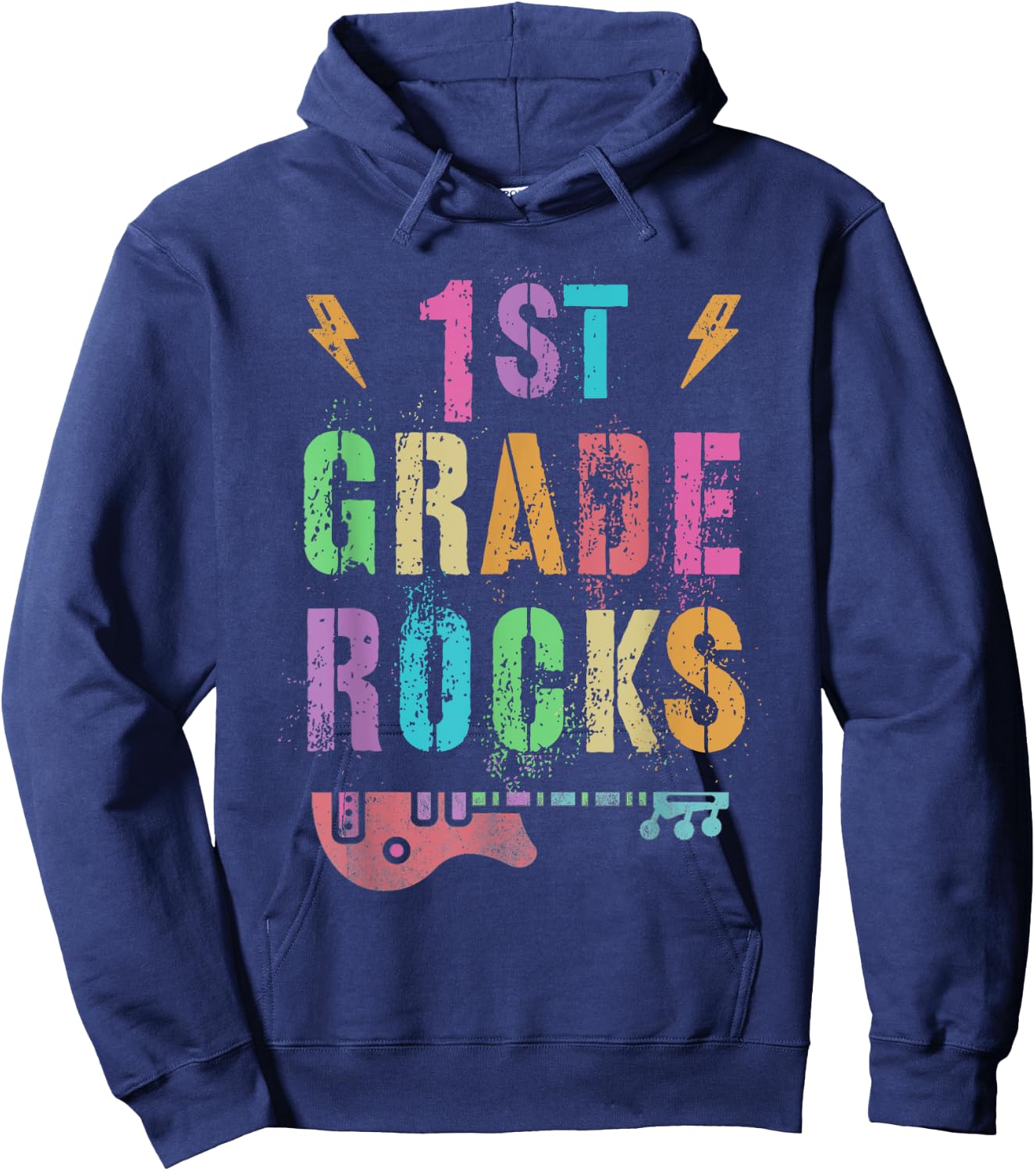 Hello 1st GRADE ROCKS Teacher FIRST Grader Little Rockstar Men Women Girls Kids Hoodie - Hoodie | Navy