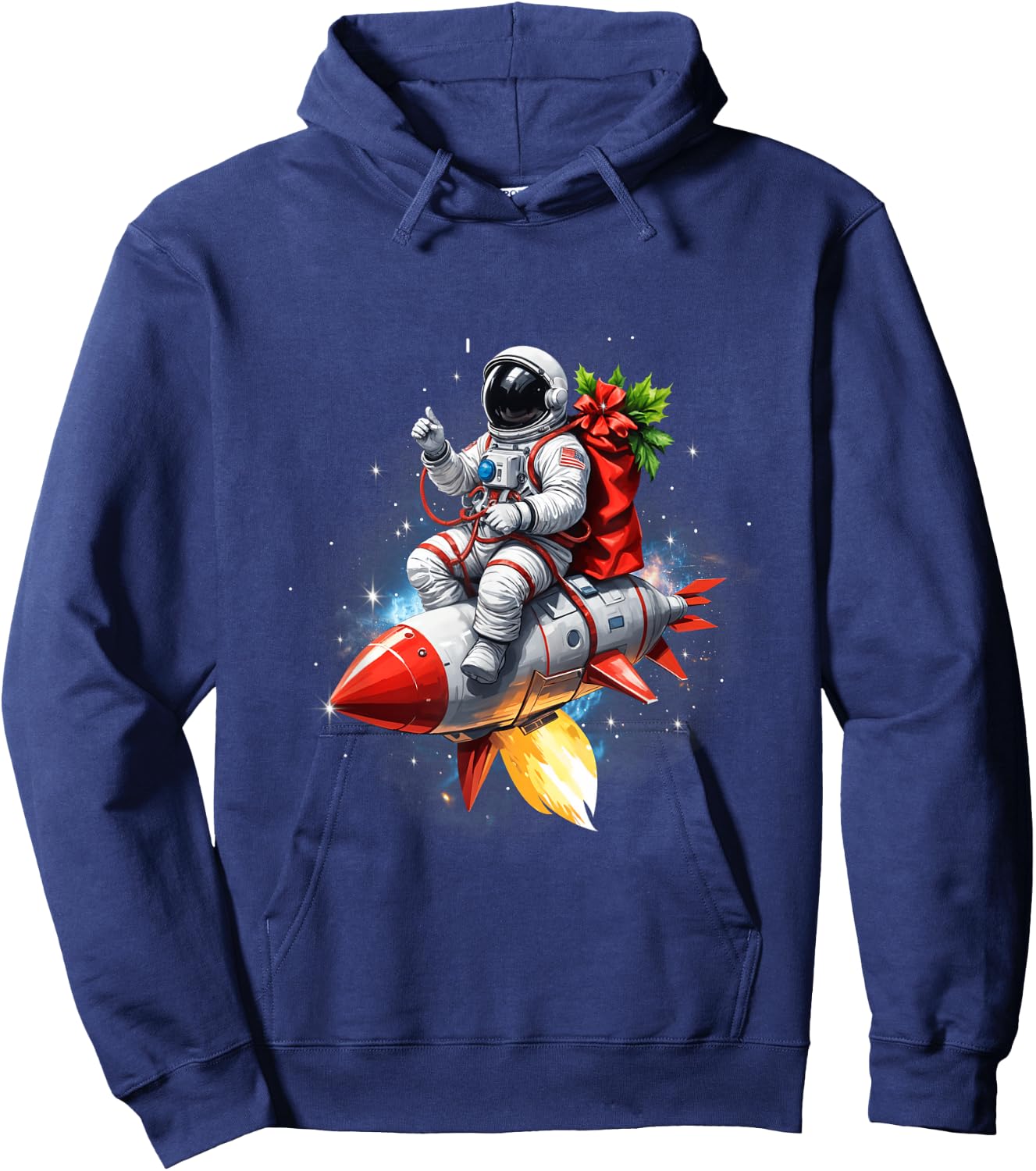 Astronaut Riding Rocket Planets Funny Christmas Kids Teens Hoodie - Hoodie | Navy