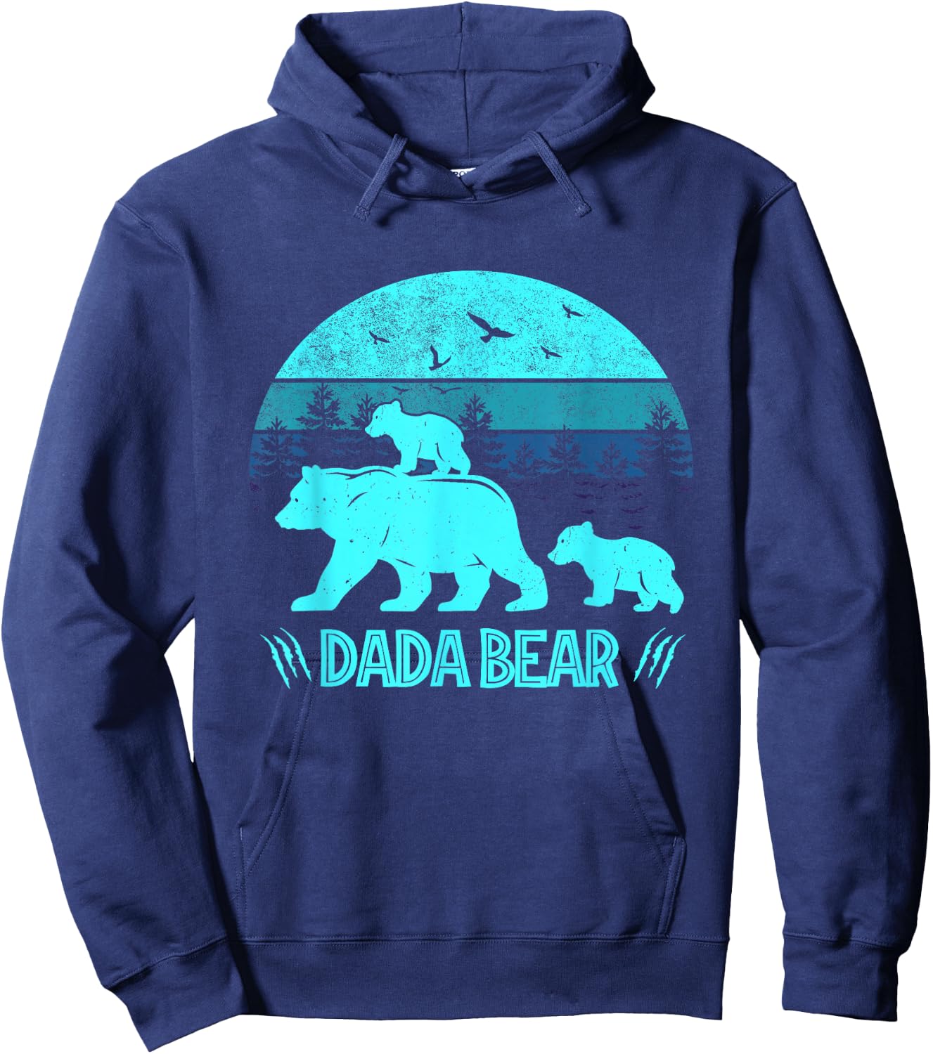 Dada Bear 2 Cubs Daddy of Twin Family Matching Father's Day Hoodie - Hoodie | Navy