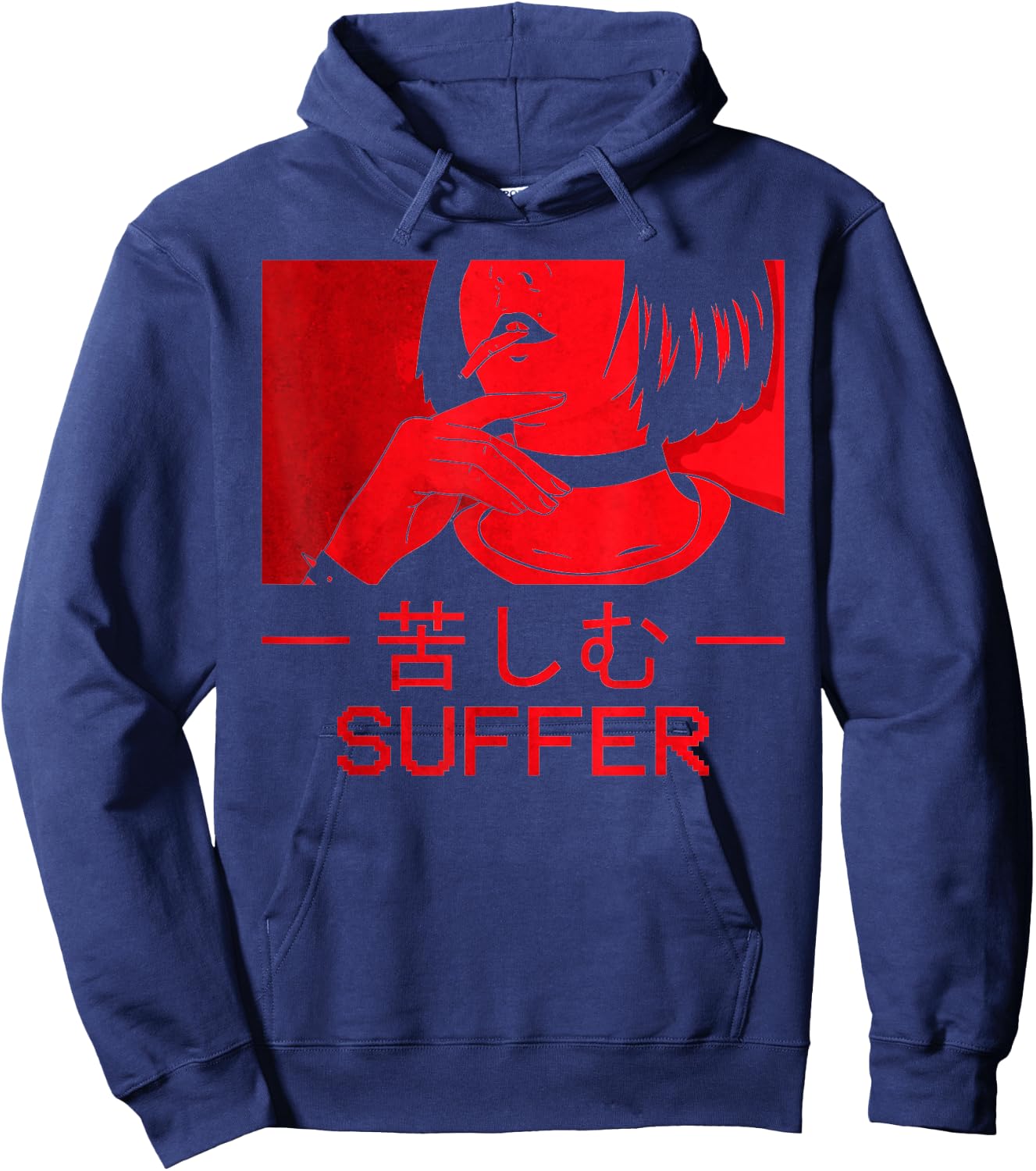 Soft Grunge Aesthetic Anime Girl Egirl Eboy Goth Suffer Hoodie - Hoodie | Navy