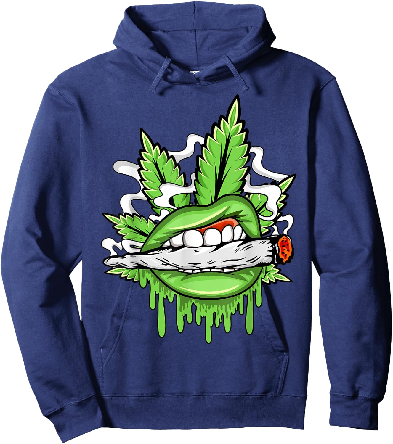 Funny Sexy Lips Cannabis Marijuana Weed Pot Leaf Lover Hoodie - Hoodie | Navy