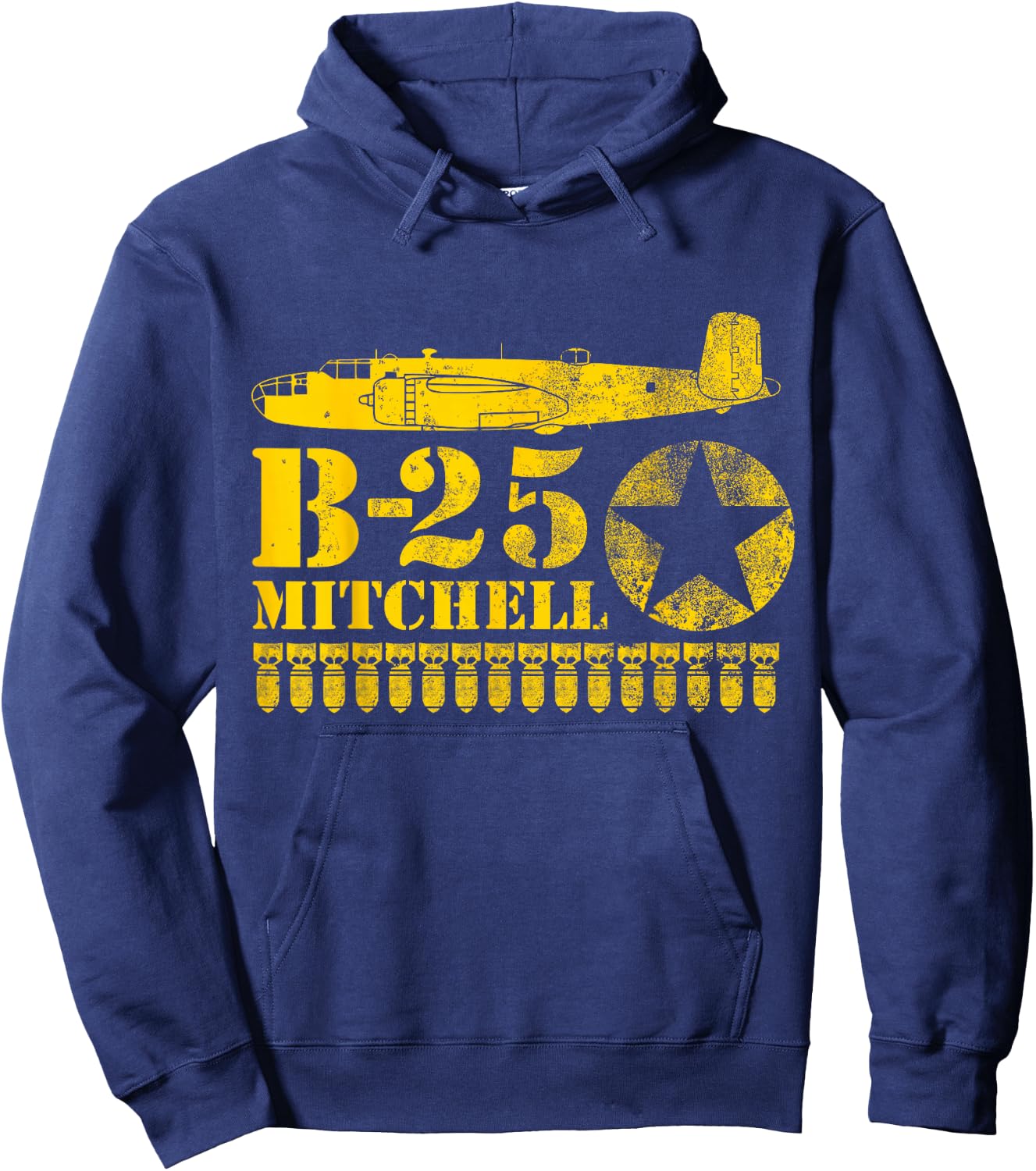 WW2 Air Force Bomber Airplane T shirt - B-25 Mitchell Hoodie - Hoodie | Navy