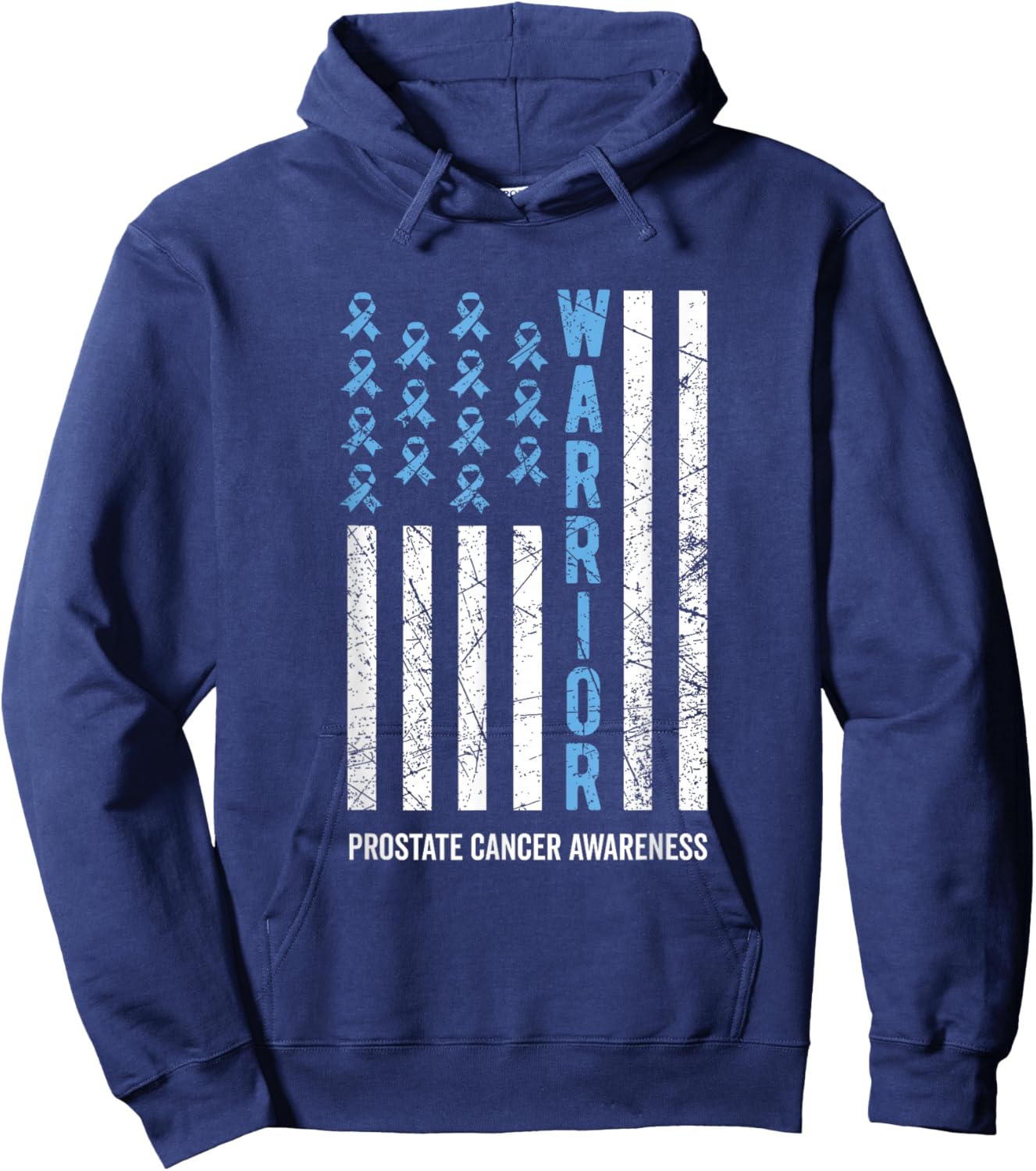 Warrior Light Blue Ribbon Prostate Cancer Awareness Hoodie - Hoodie | Navy