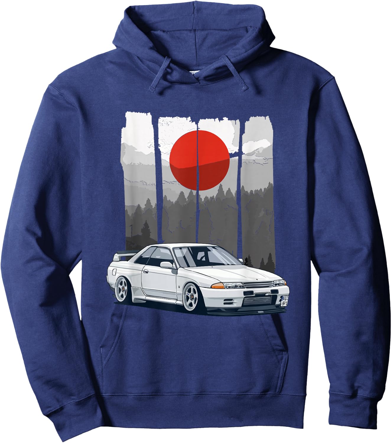 JDM Skyline R32 Car Tuning Japan Rising Sun Drift Hoodie - Hoodie | Navy