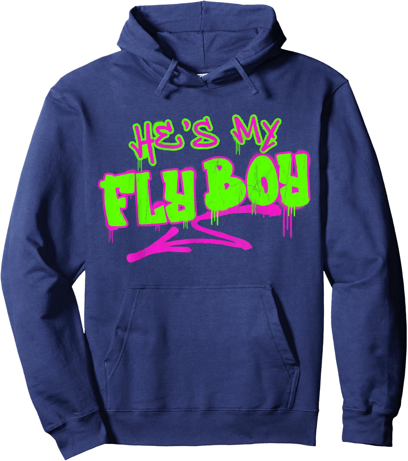 Matching His and Hers He's My Fly Boy 80s 90s Rap Graffiti Hoodie - Hoodie | Navy