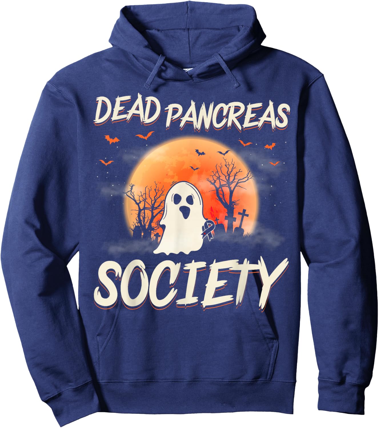 Diabetes Awareness Dead Pancreas Society Halloween Ghost Hoodie - Hoodie | Navy