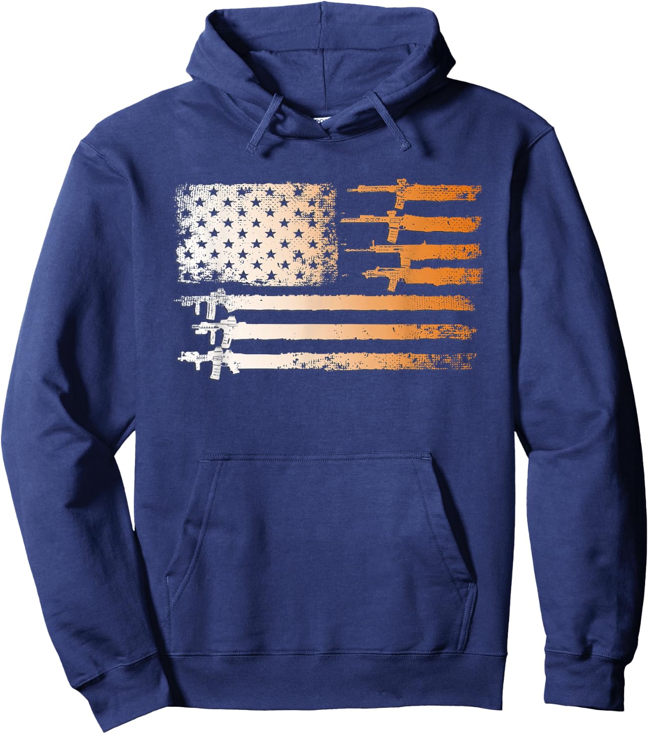 Guns Flag Distressed Gift Veterans Hunters Hoodie - Hoodie | Navy