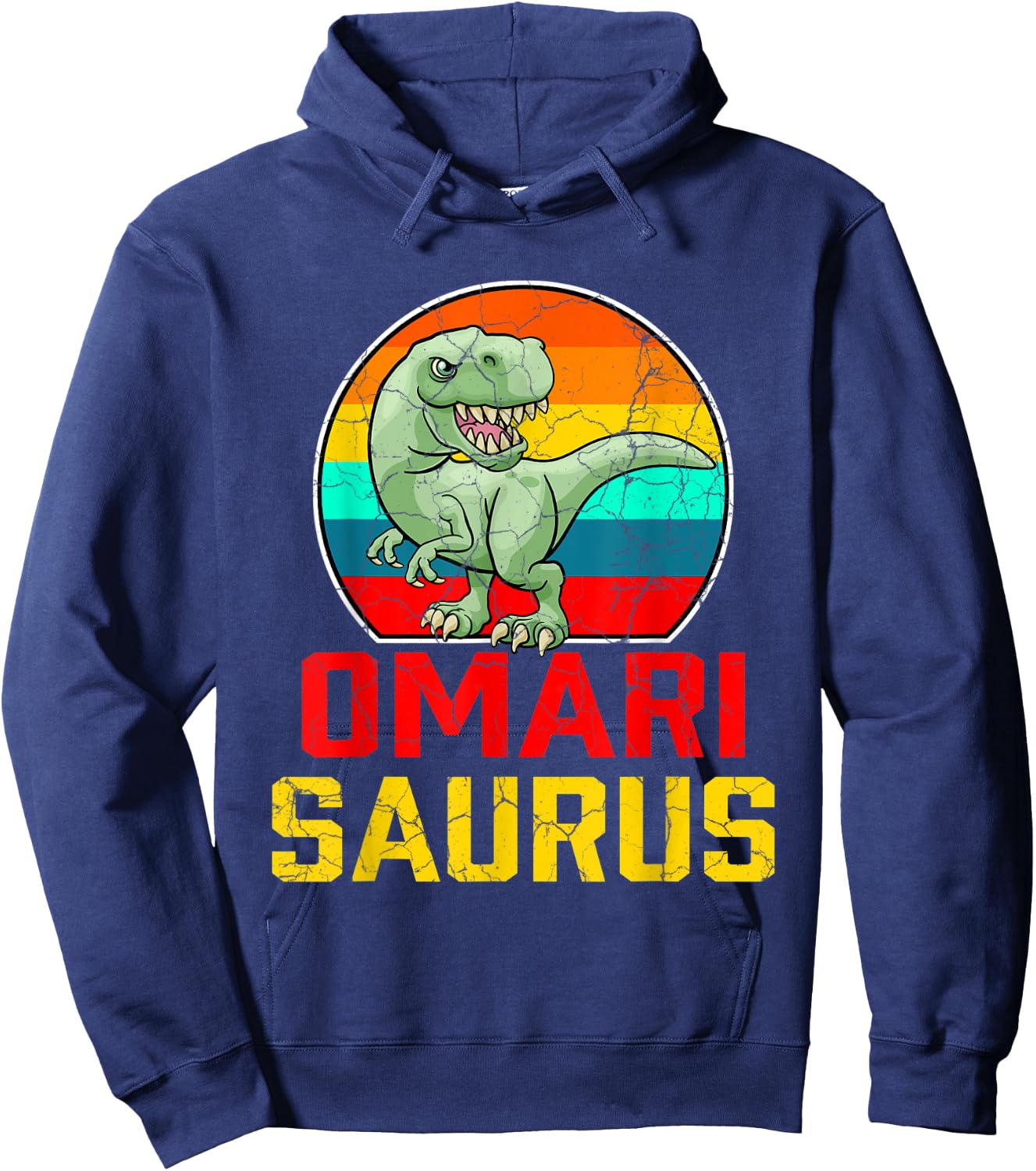 Omari Saurus Family Reunion Last Name Team Funny Custom Hoodie - Hoodie | Navy