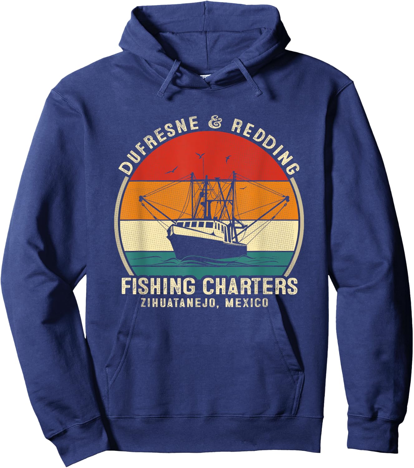 DUFRESNE and REDDING Fishing Charters - Vintage Boating Hoodie - Hoodie | Navy